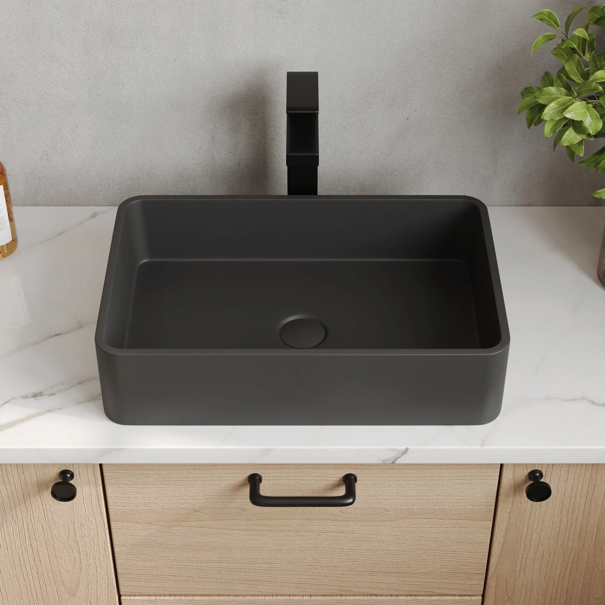 20" x 13" Rectangular Vessel Bathroom Sink, Concrete - Image 4