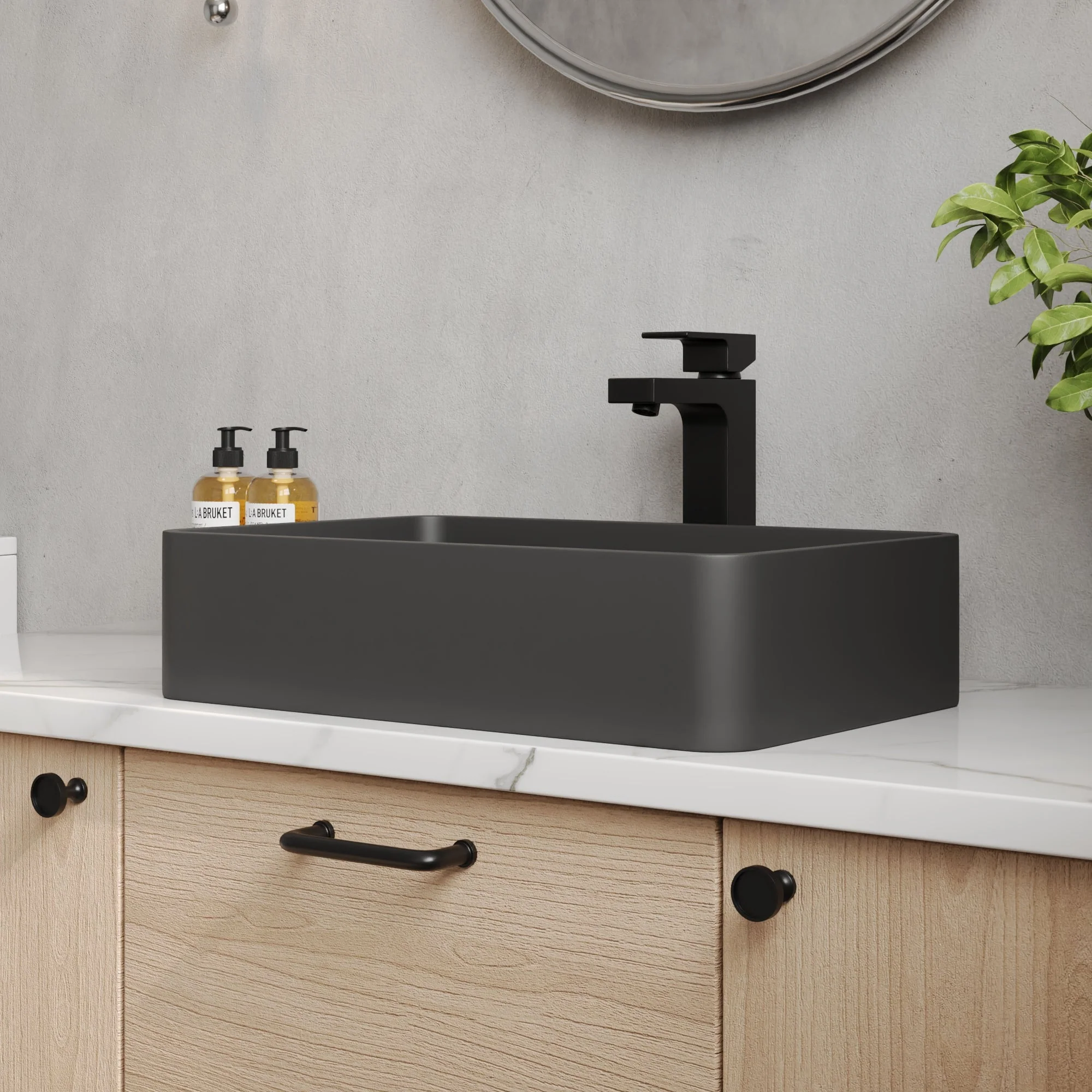 20" x 13" Rectangular Vessel Bathroom Sink, Concrete - Image 7