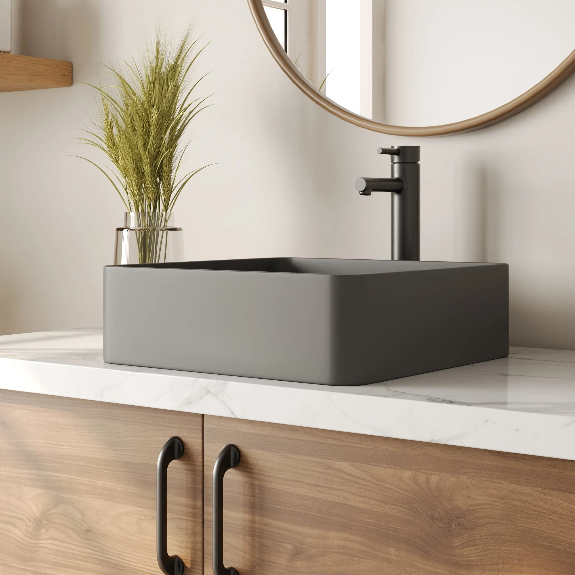 15" x 5" Rectangular Vessel Bathroom Sink, Concrete - Image 4