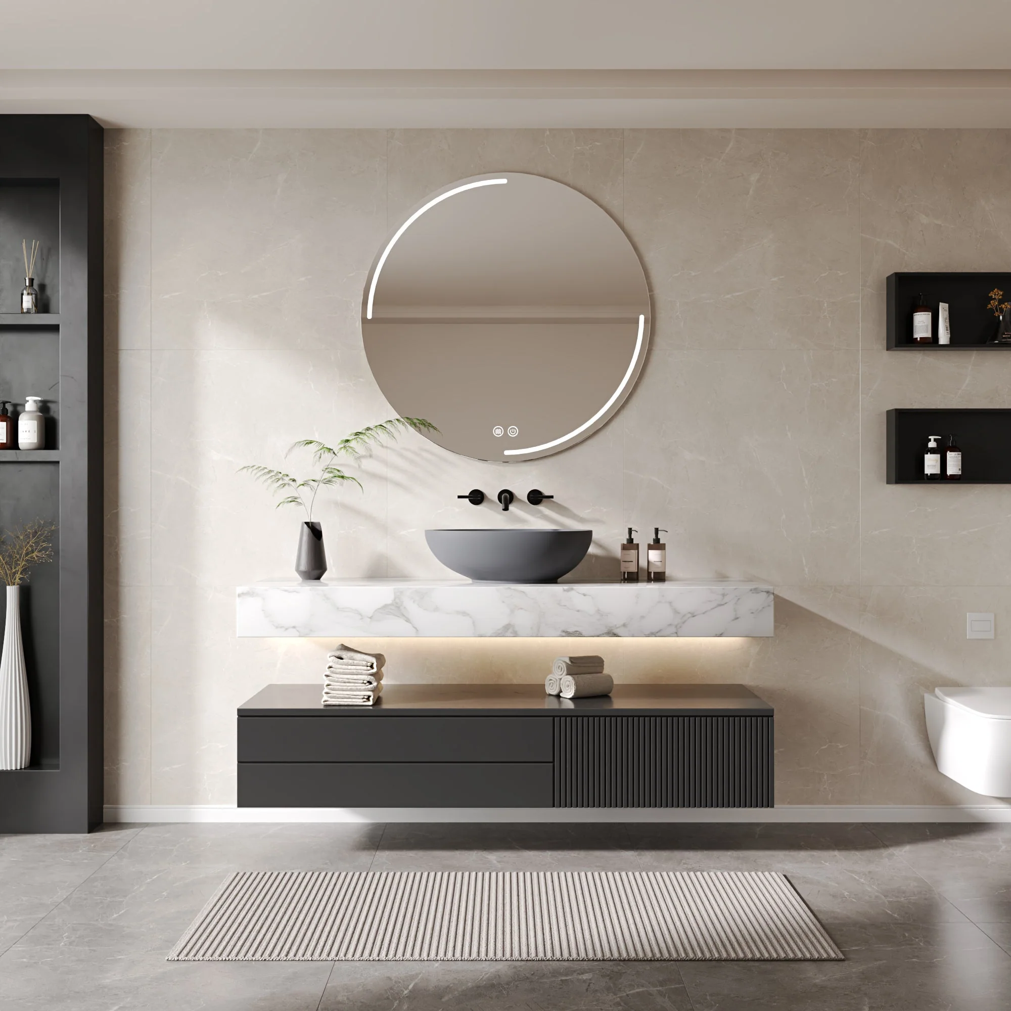 21" x 15" Egg-Shaped Vessel Bathroom Sink, Concrete - Image 10