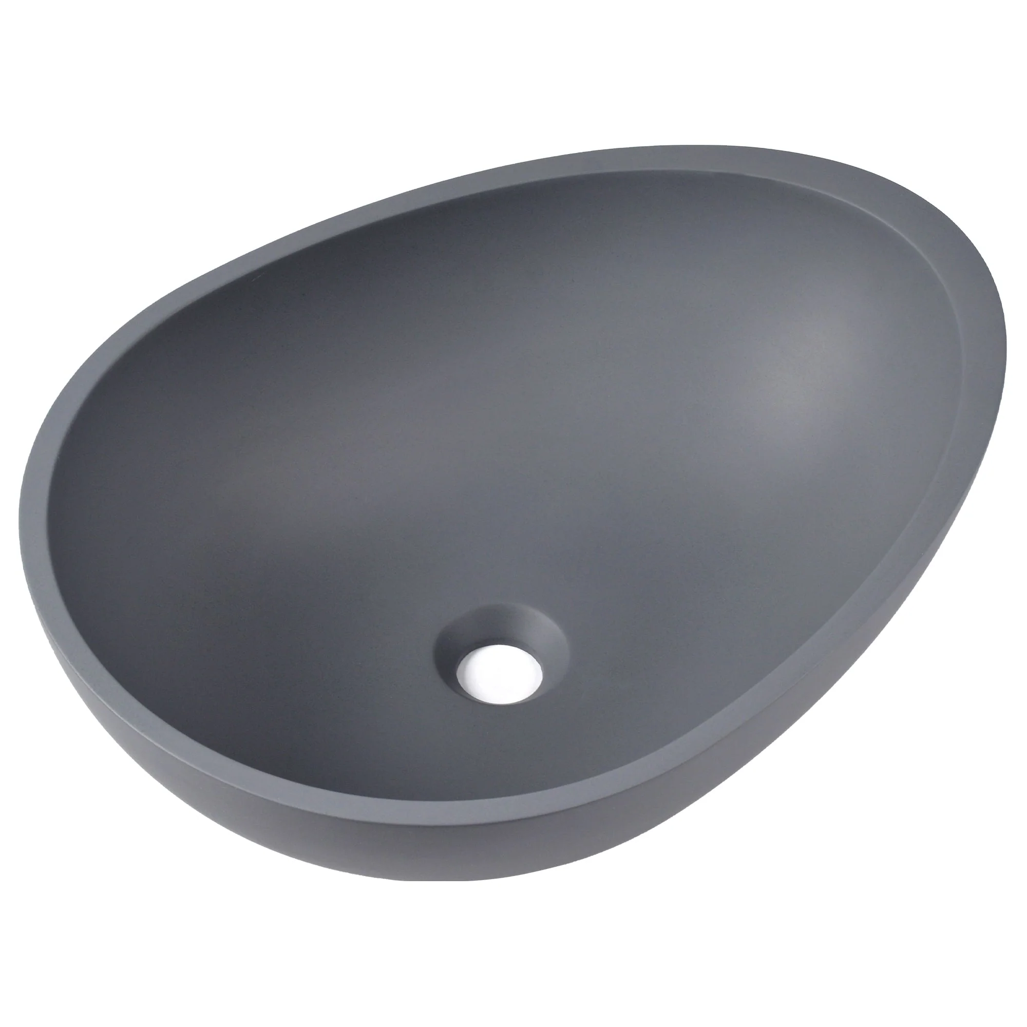 21" x 15" Egg-Shaped Vessel Bathroom Sink, Concrete - Image 3