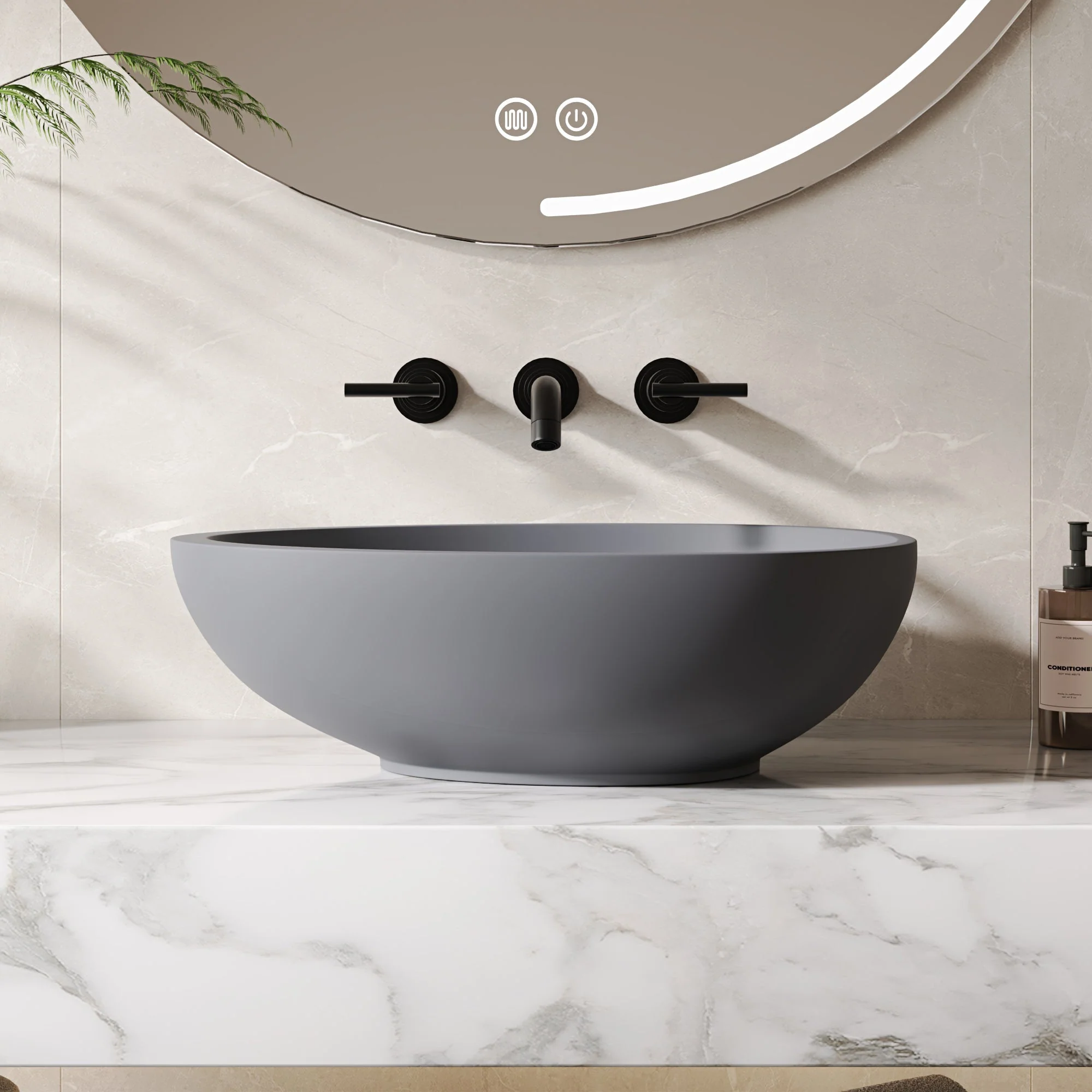21" x 15" Egg-Shaped Vessel Bathroom Sink, Concrete - Image 7