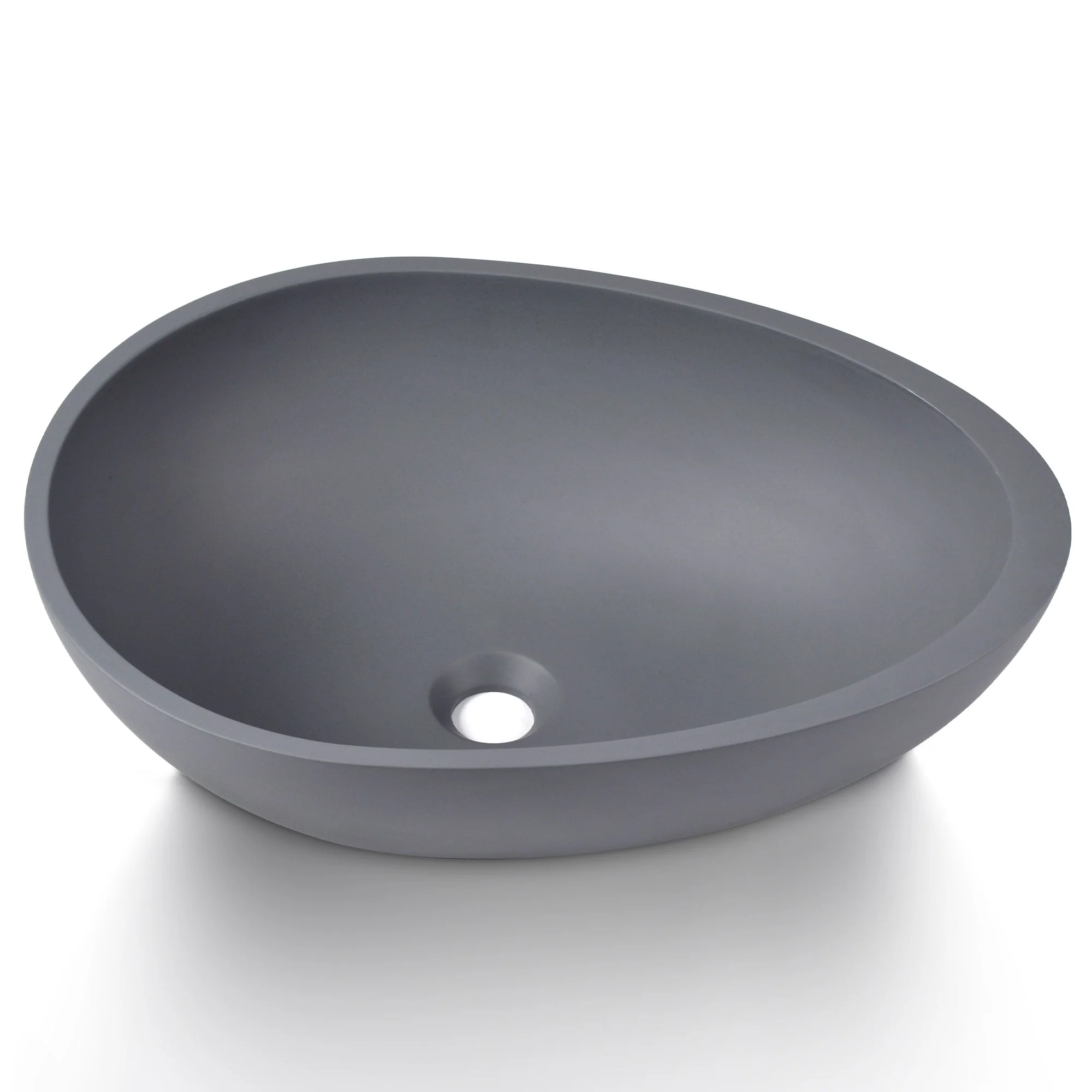 21" x 15" Egg-Shaped Vessel Bathroom Sink, Concrete - Image 9