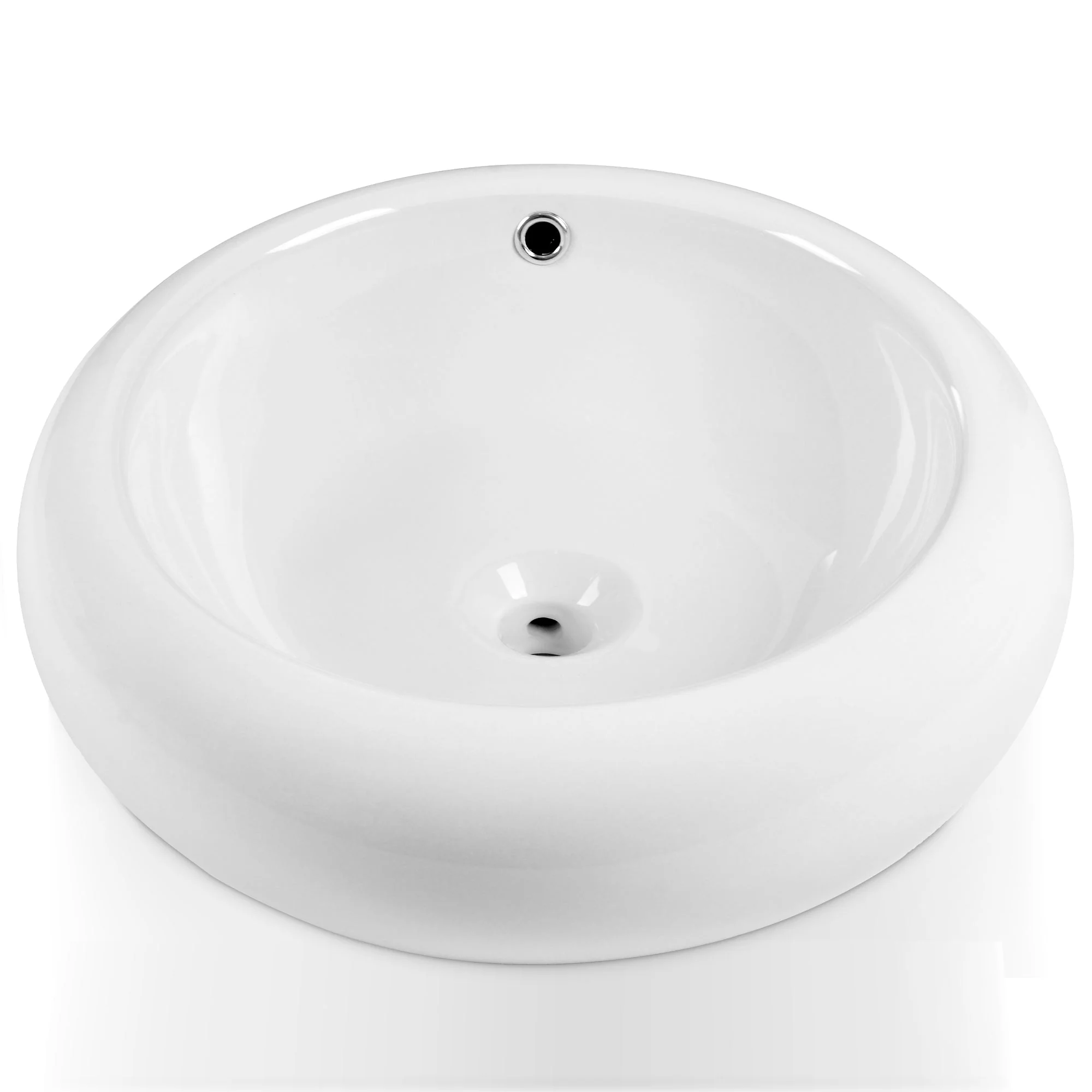 20" x 7" Round Vessel Bathroom Sink, Overflow Hole - Image 2