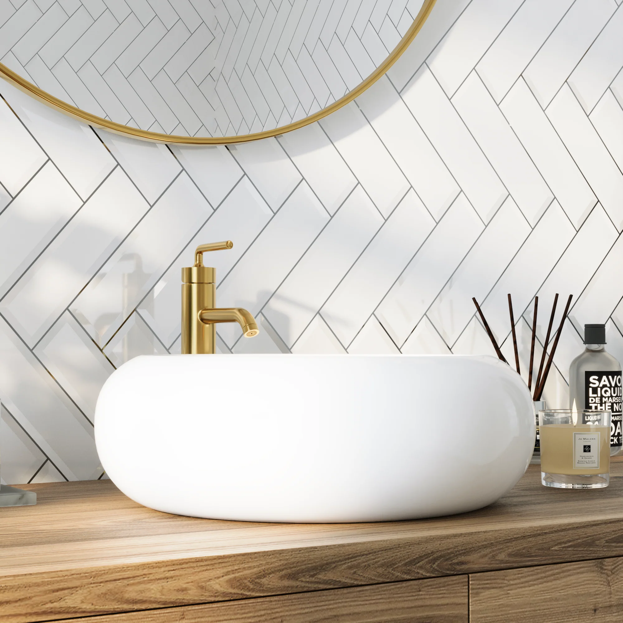 20" x 7" Round Vessel Bathroom Sink, Overflow Hole - Image 5