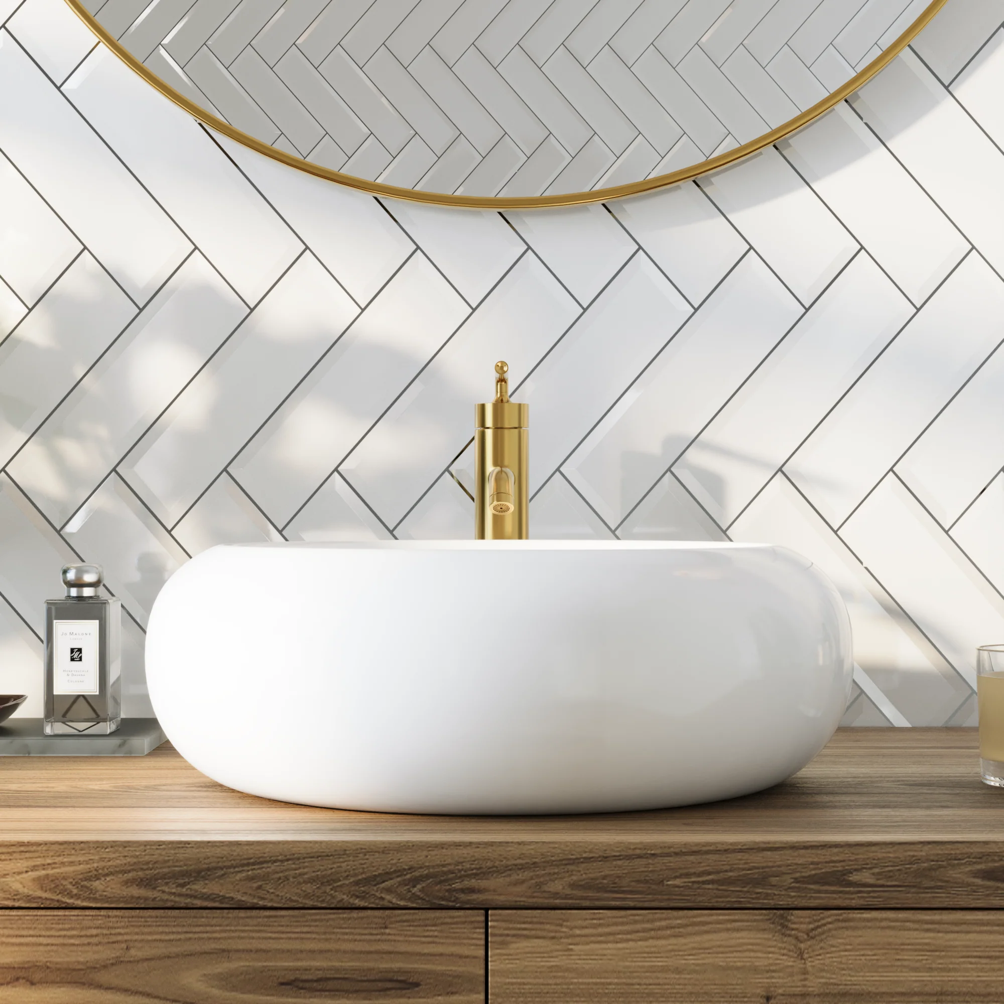 20" x 7" Round Vessel Bathroom Sink, Overflow Hole - Image 6