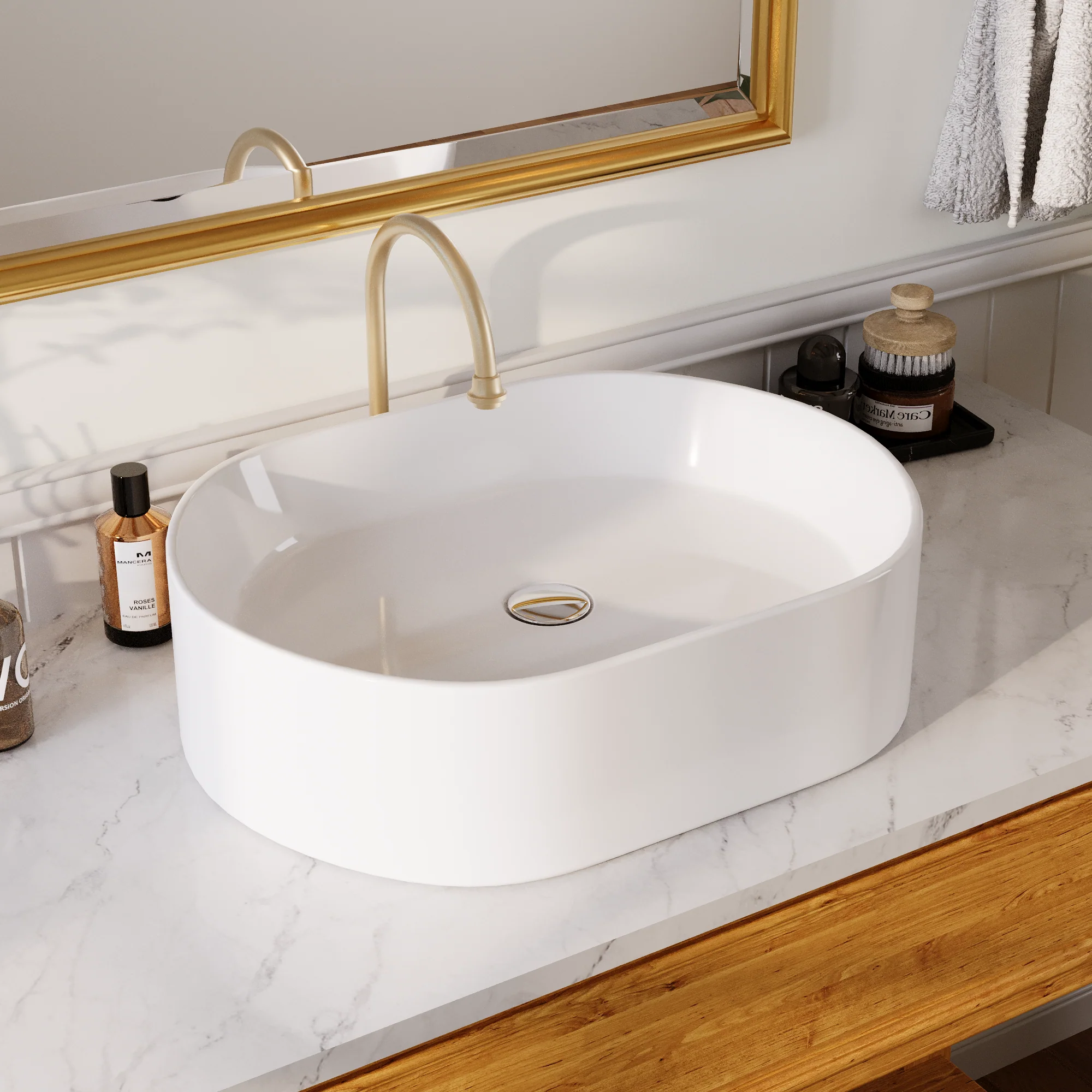 19" x 15" Oval Vessel Bathroom Sink, Seamless Design - Image 5