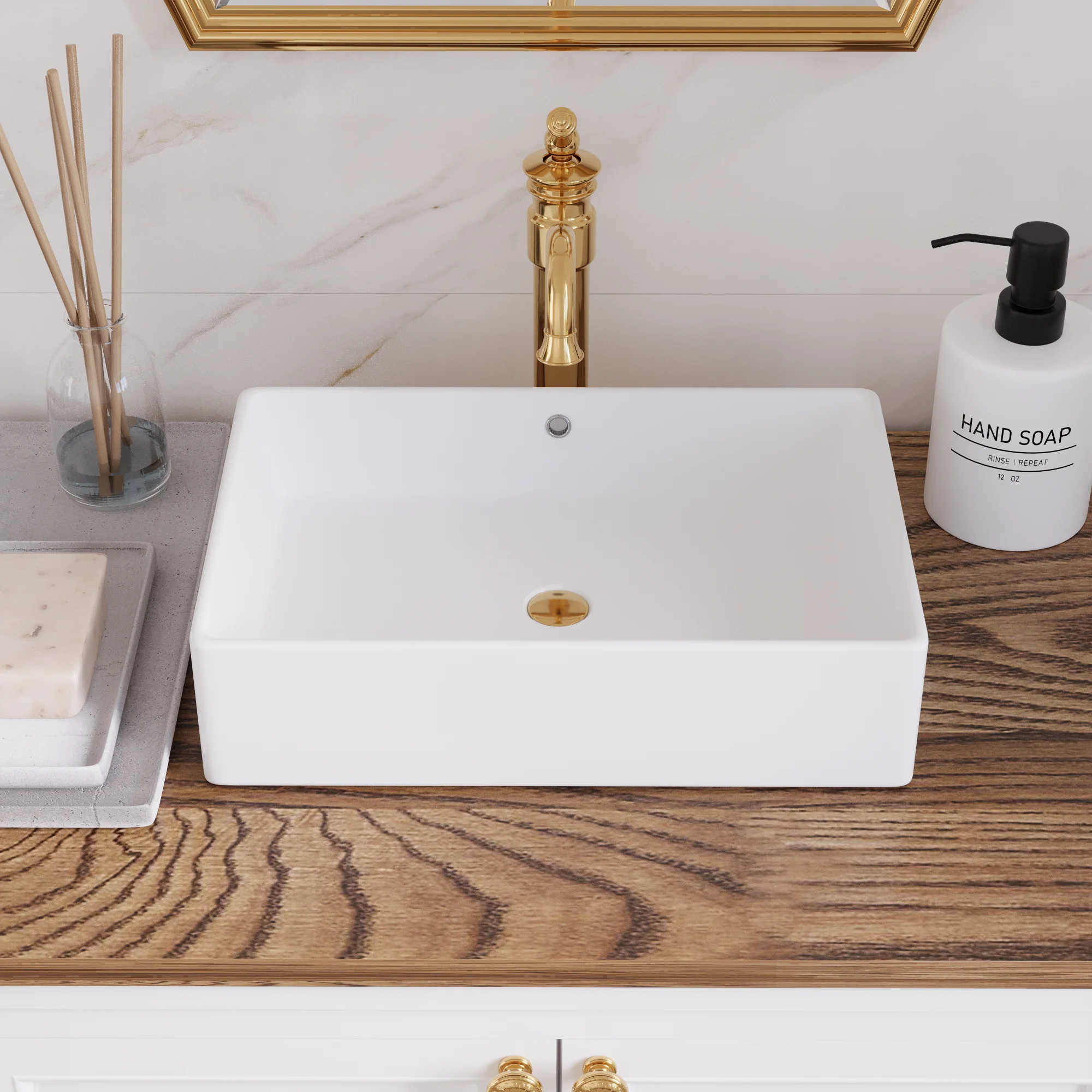 20" x 14" Rectangle Vessel Bathroom Sink, Seamless Design - Image 4