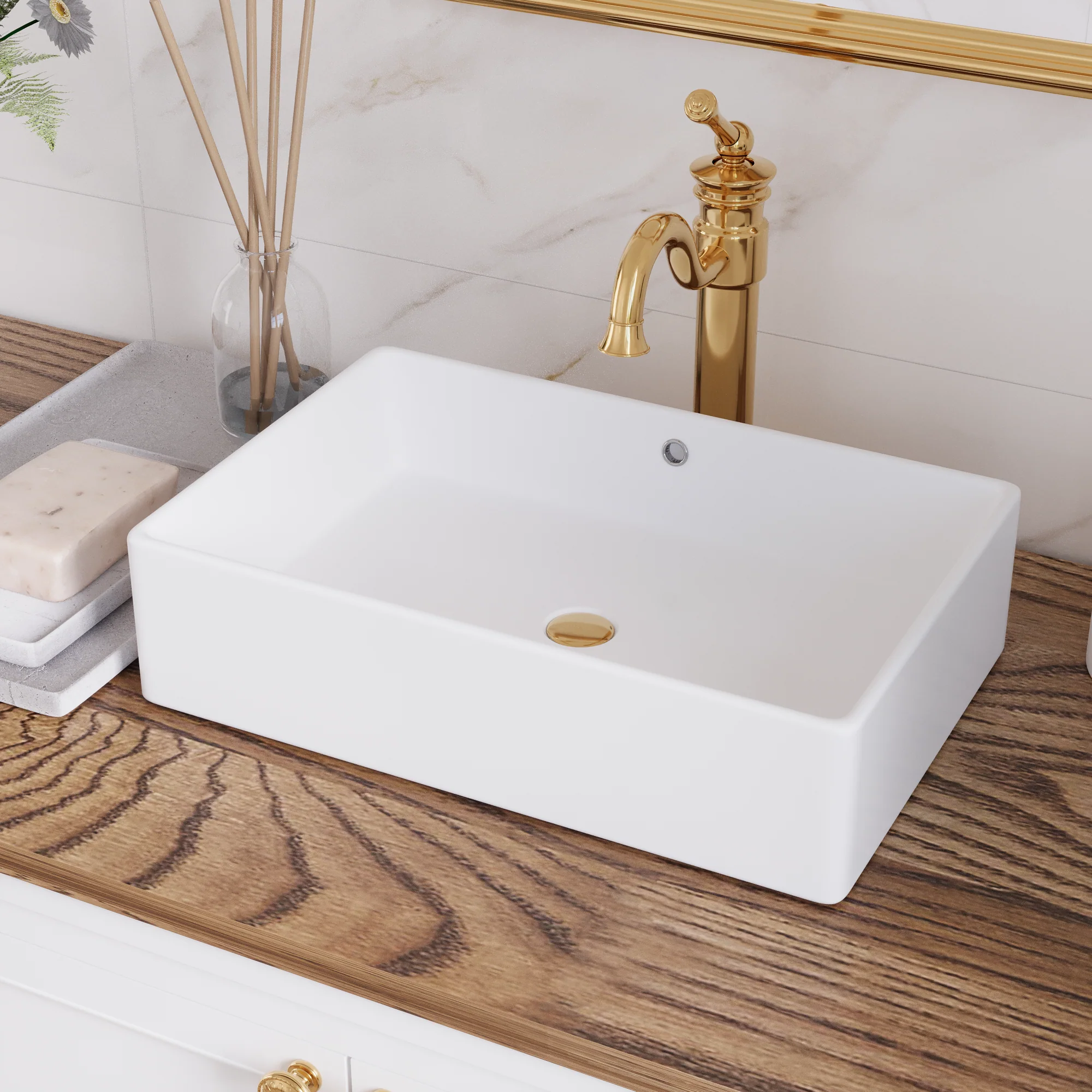 20" x 14" Rectangle Vessel Bathroom Sink, Seamless Design - Image 5