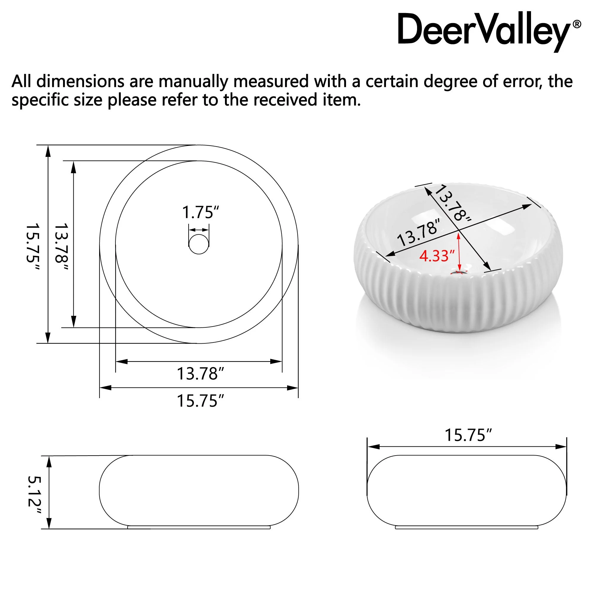15.7"x 5.1" Round Vessel Sink, Easy to Clean - Image 8