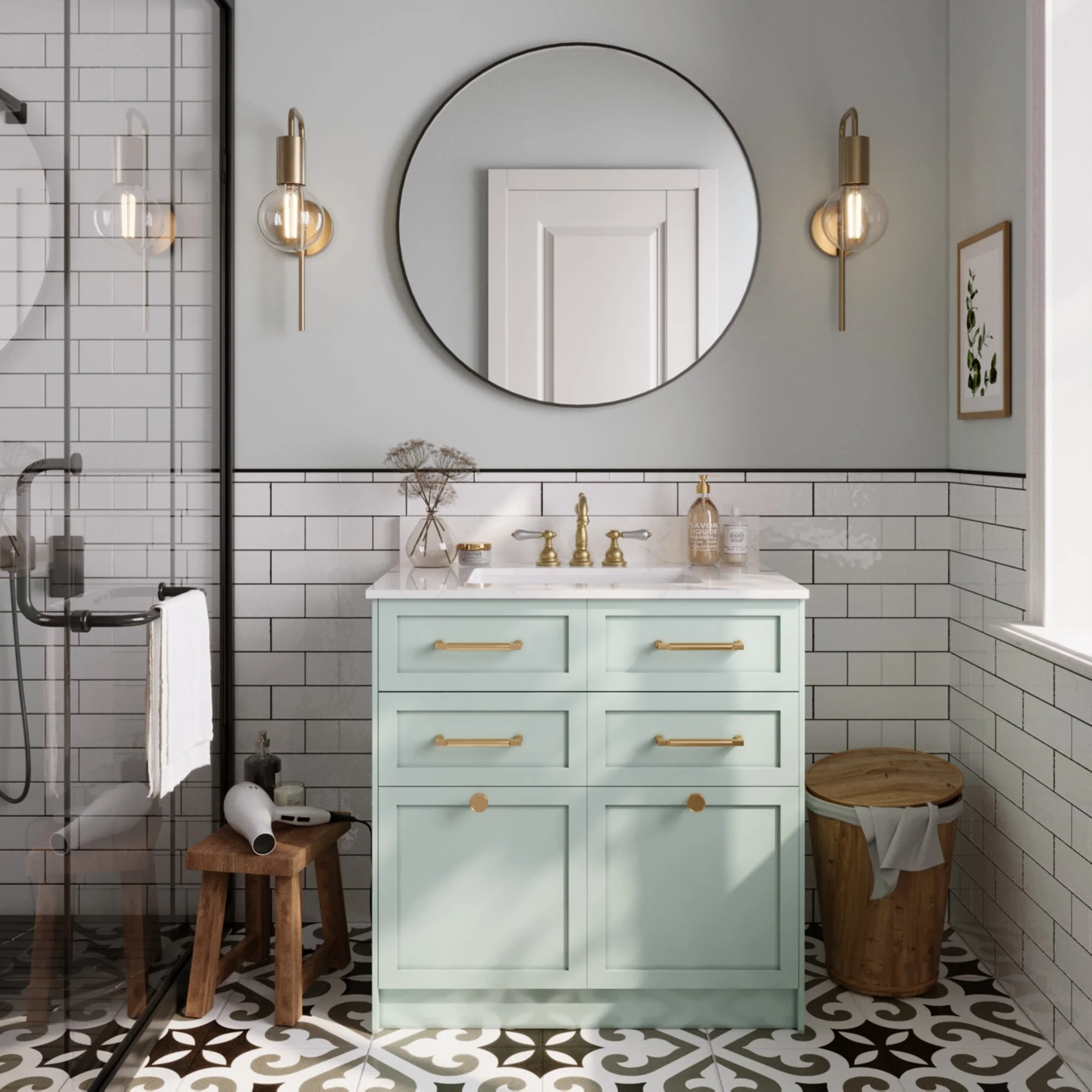 31.1" Rectangular Vanity Top Sink, Overflow Hole - Image 11