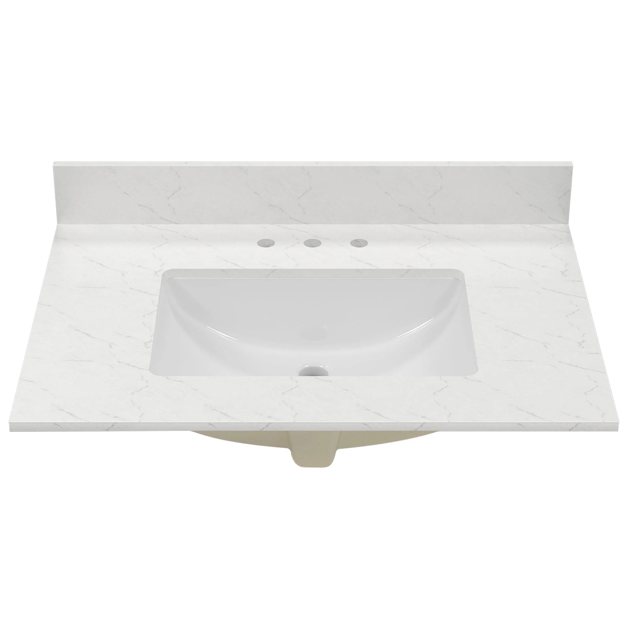31.1" Rectangular Vanity Top Sink, Overflow Hole - Image 8