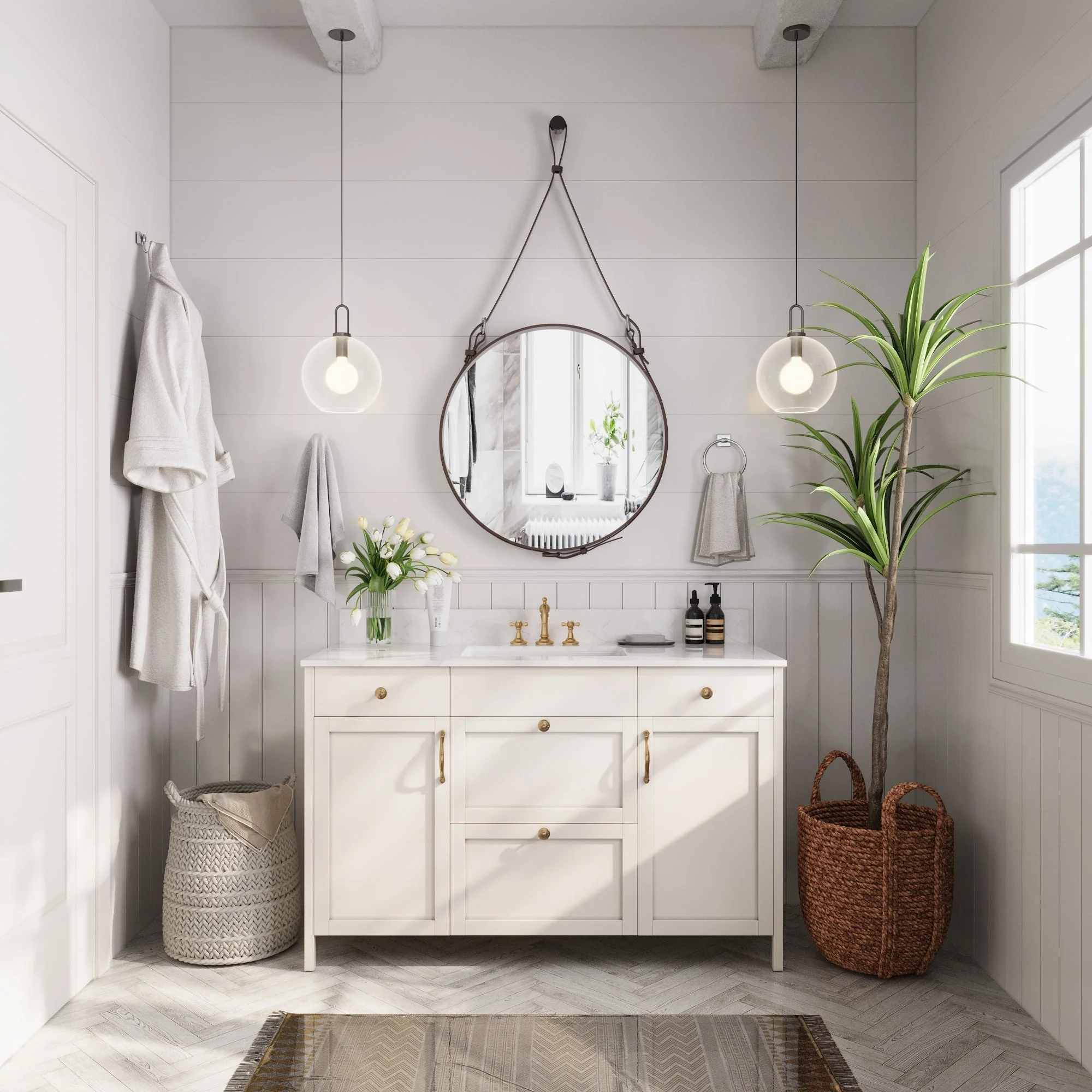 48.8" Rectangular Vanity Top Sink, Overflow Hole - Image 11