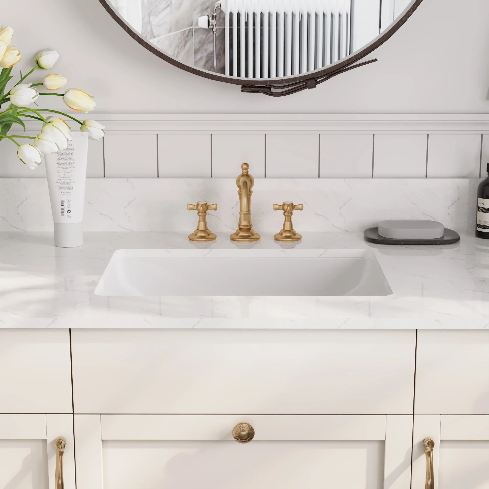 48.8" Rectangular Vanity Top Sink, Overflow Hole - Image 3