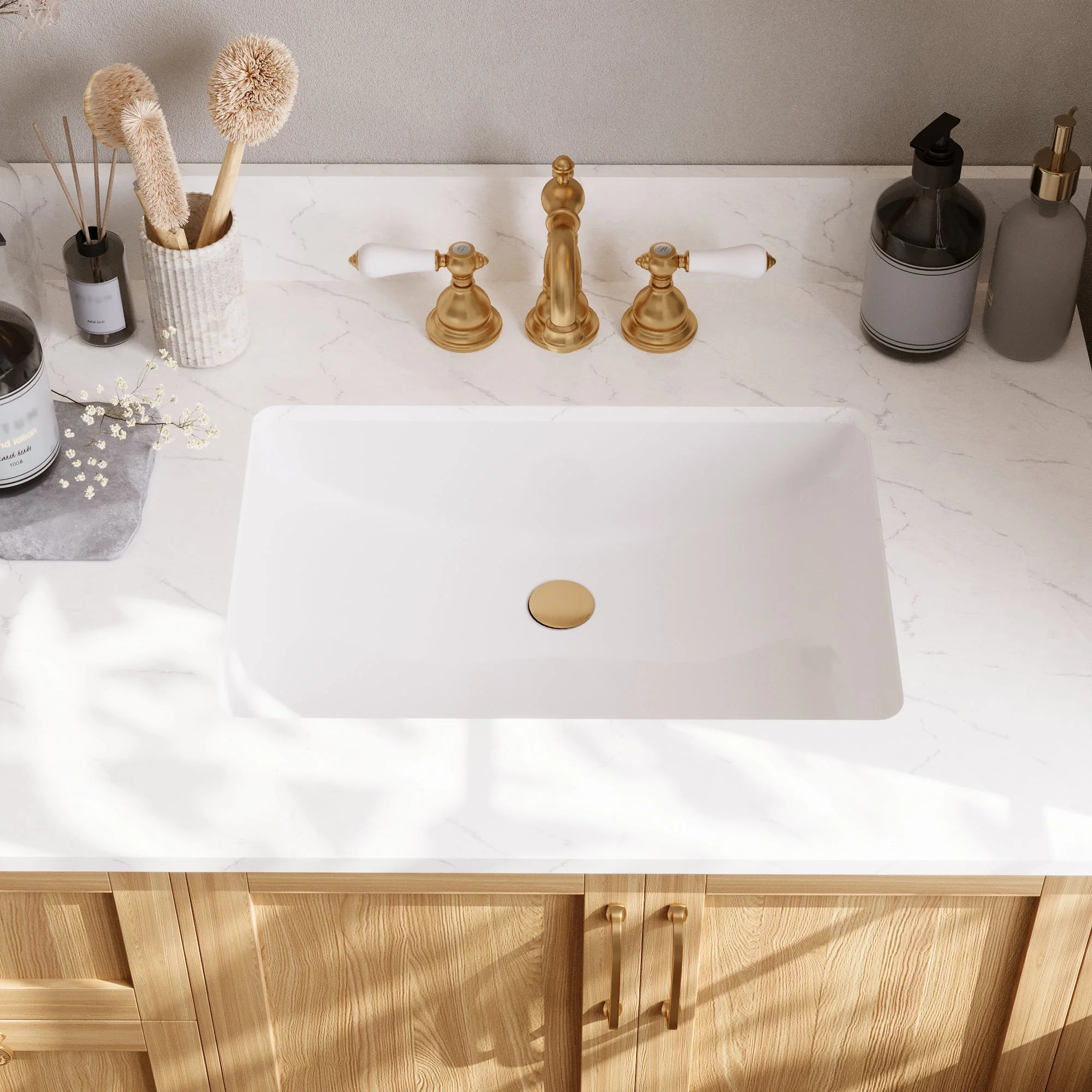 61" Rectangular Vanity Top Sink, Overflow Hole - Image 3