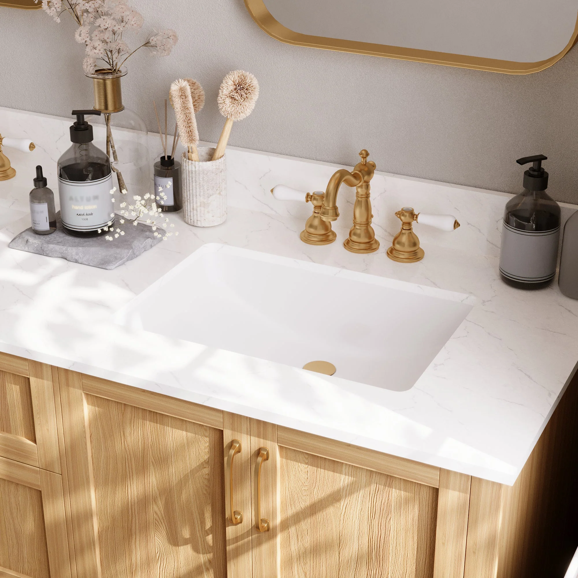 61" Rectangular Vanity Top Sink, Overflow Hole - Image 4