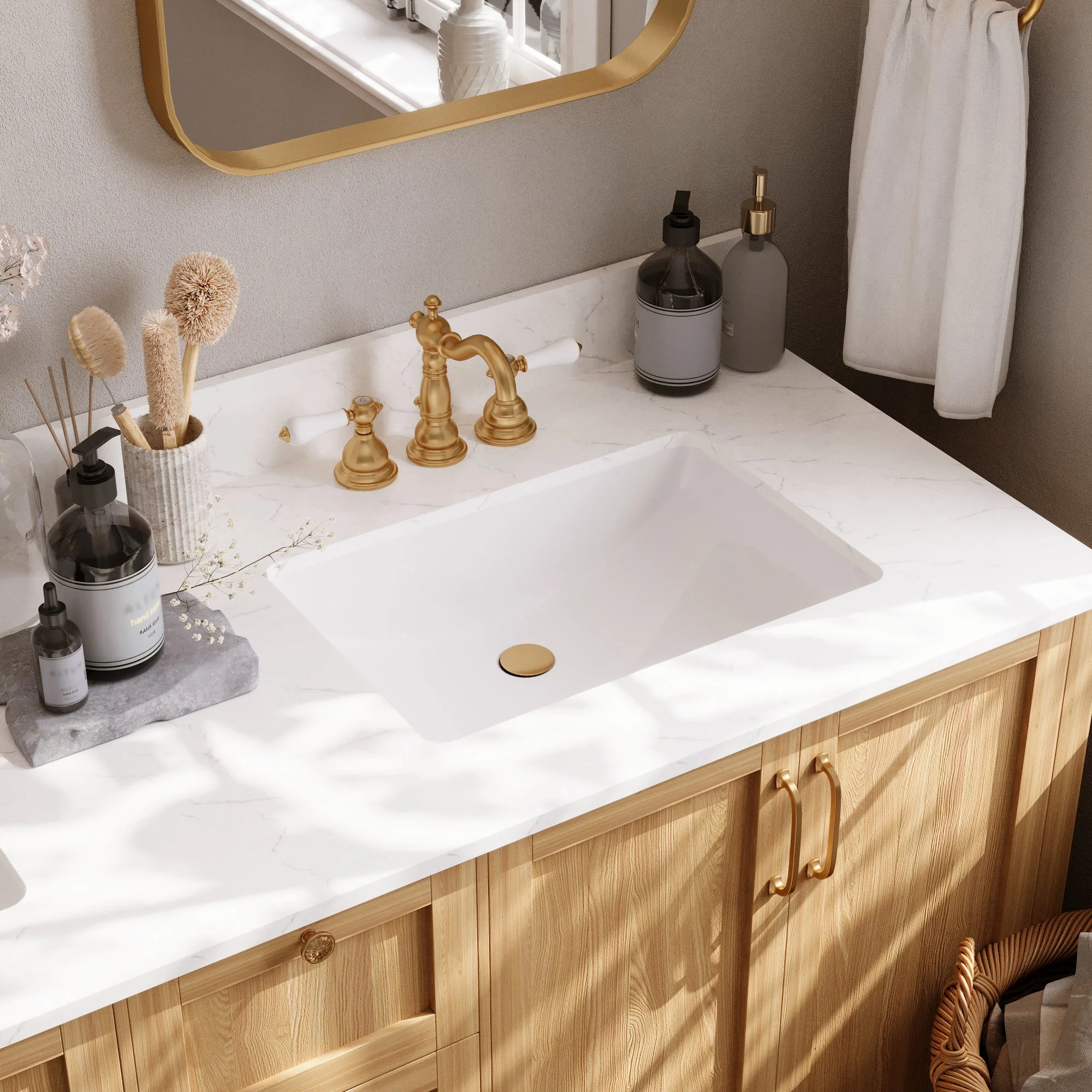 61" Rectangular Vanity Top Sink, Overflow Hole - Image 9