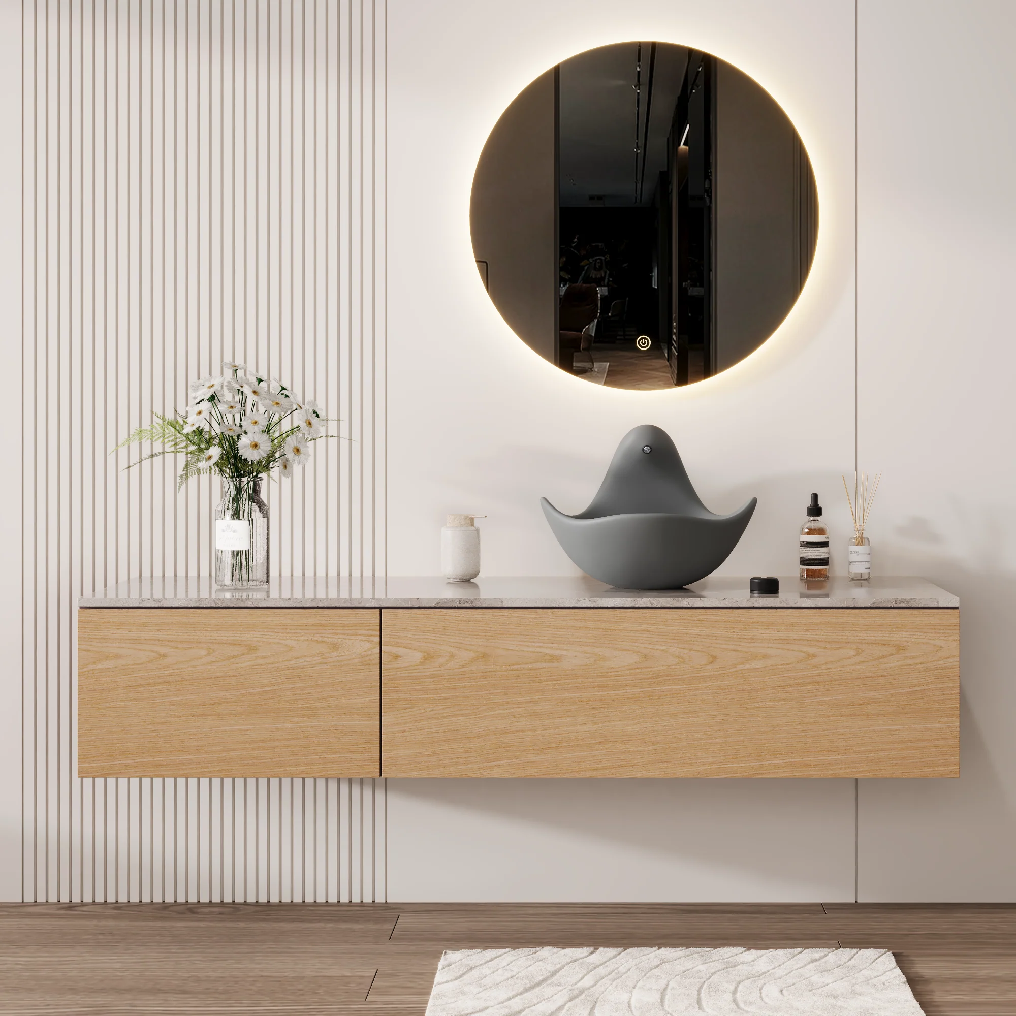 Wave Vessel Bathroom Sink With Multiple Colors, Concrete - Image 11