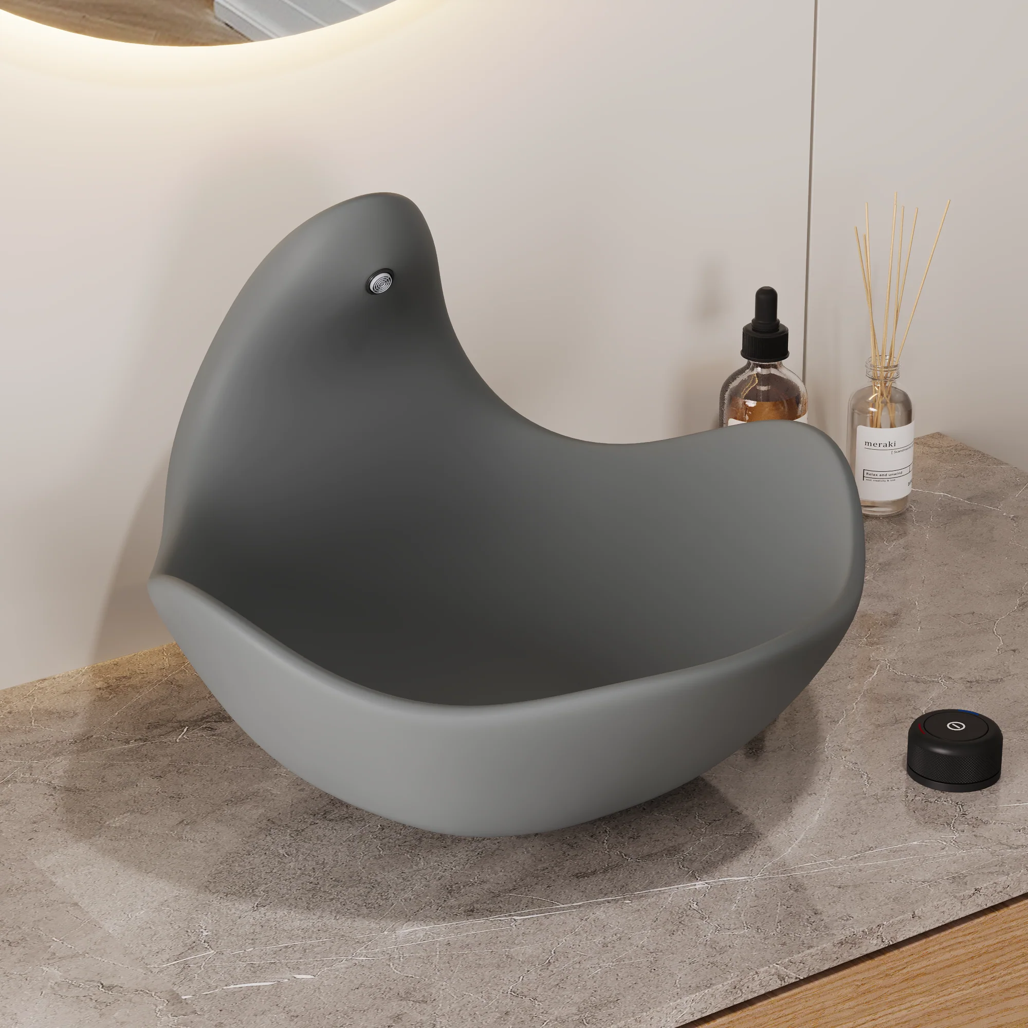 Wave Vessel Bathroom Sink With Multiple Colors, Concrete - Image 3
