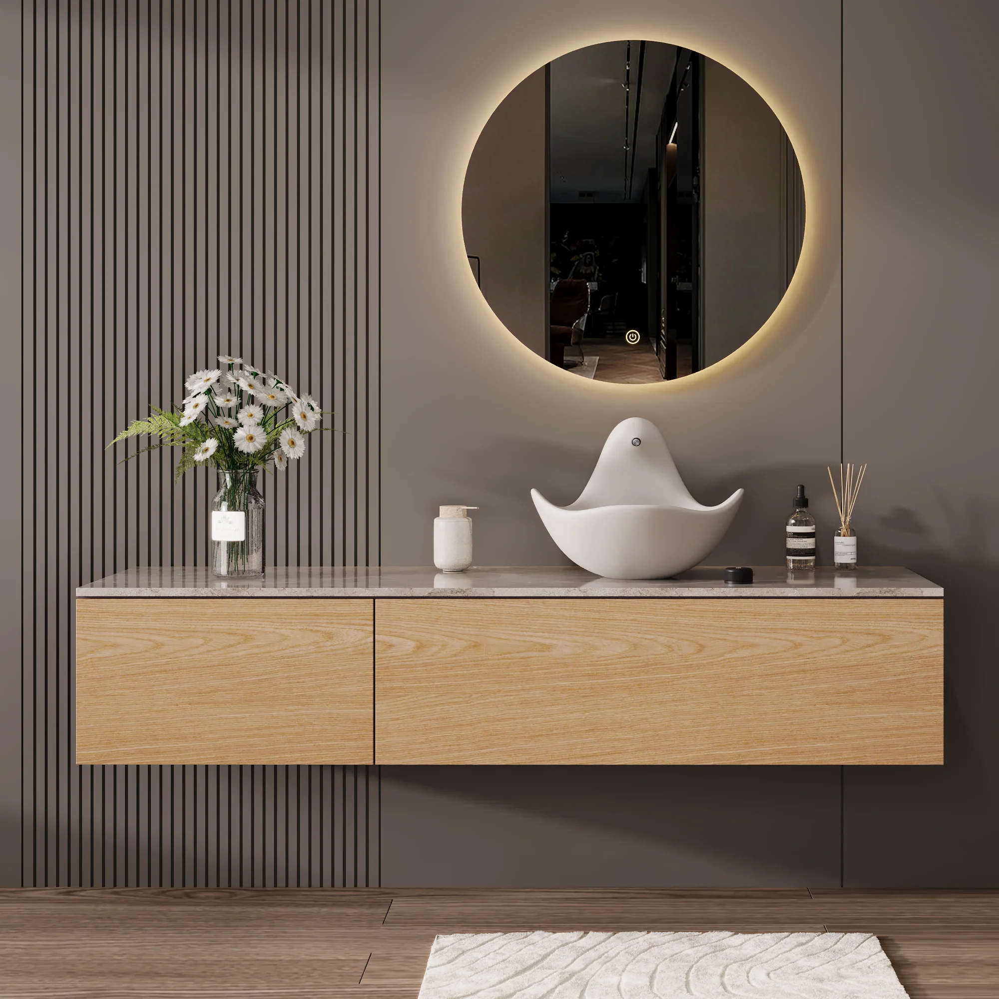 Wave Vessel Bathroom Sink With Multiple Colors, Concrete - Image 34
