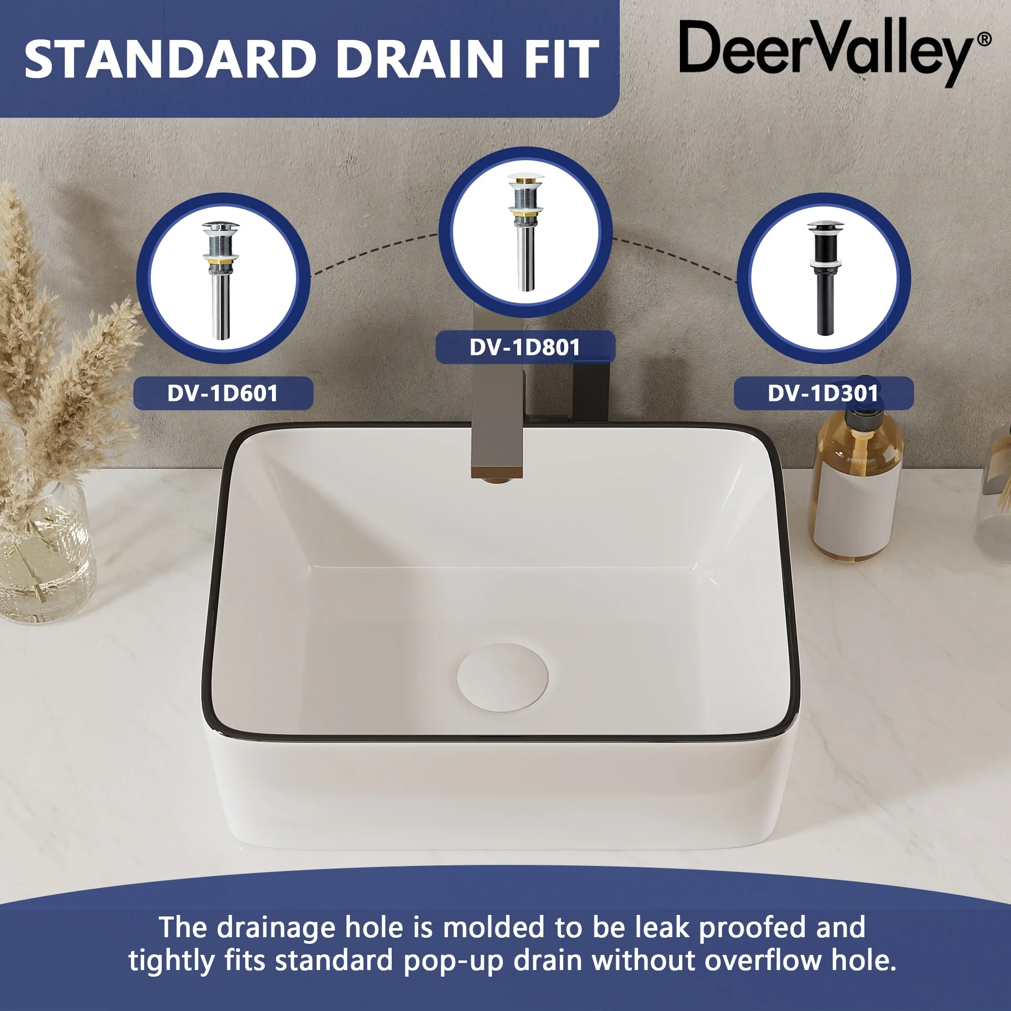 DeerValley DV-1V0317 Vessel Sinks Black Striped Design Seamless Ceramic Easy Clean - Image 11