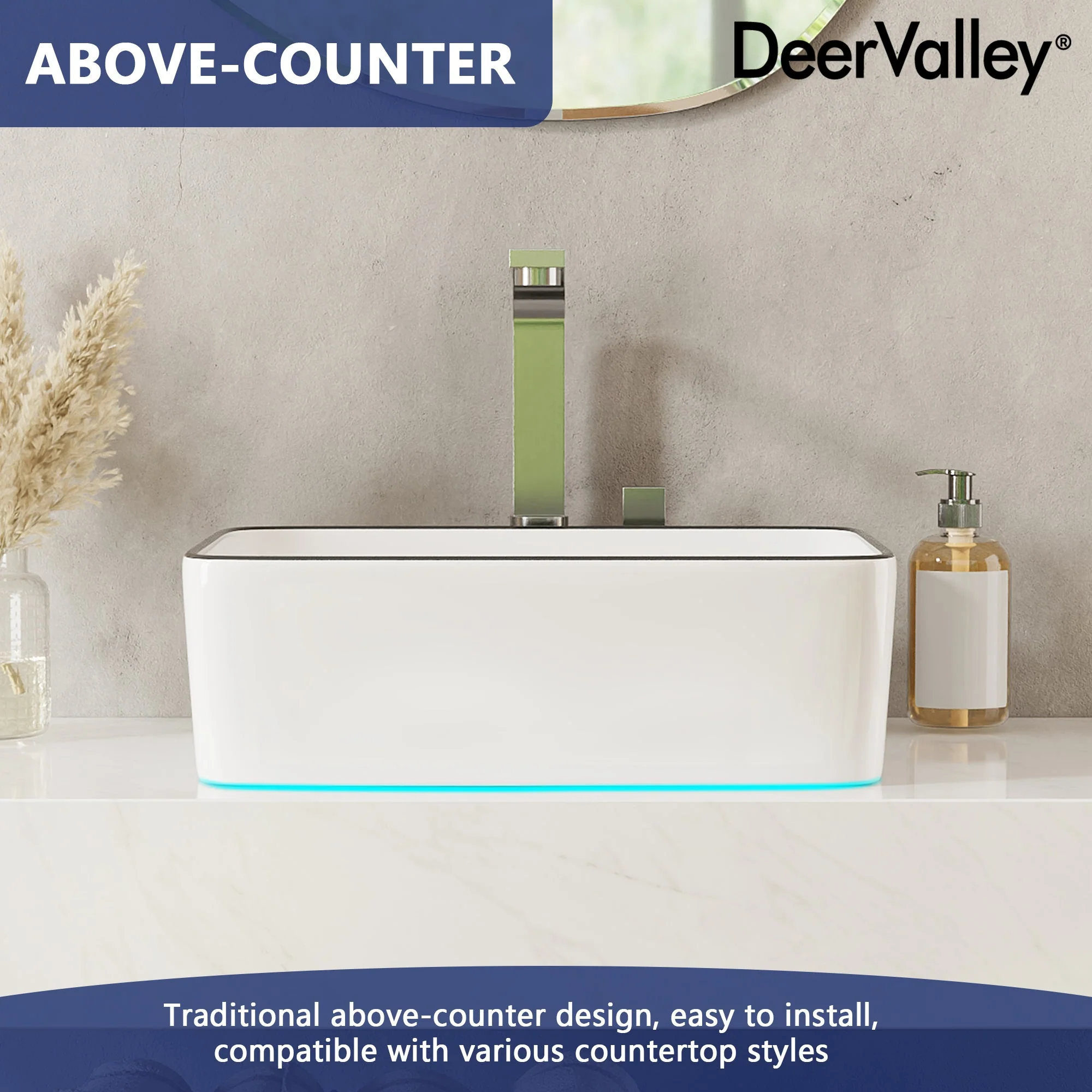 DeerValley DV-1V0317 Vessel Sinks Black Striped Design Seamless Ceramic Easy Clean - Image 14