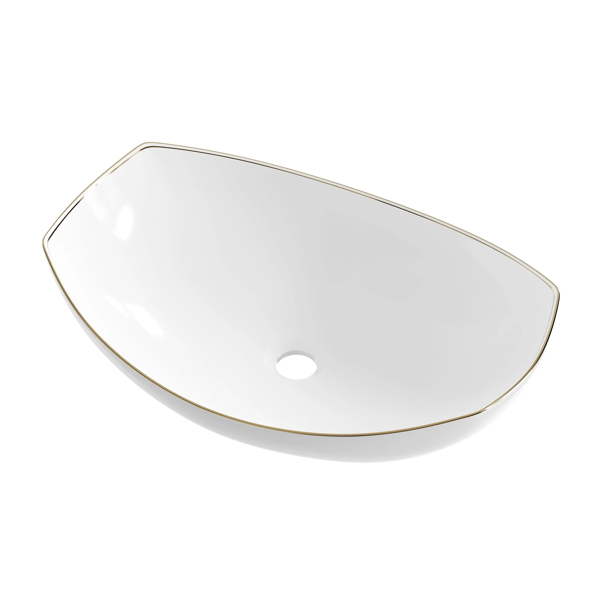 DeerValley DV-1V0319 Vessel Sinks Boat-Shaped Luxury Ceramic Gold Trim Easy Clean - Image 8