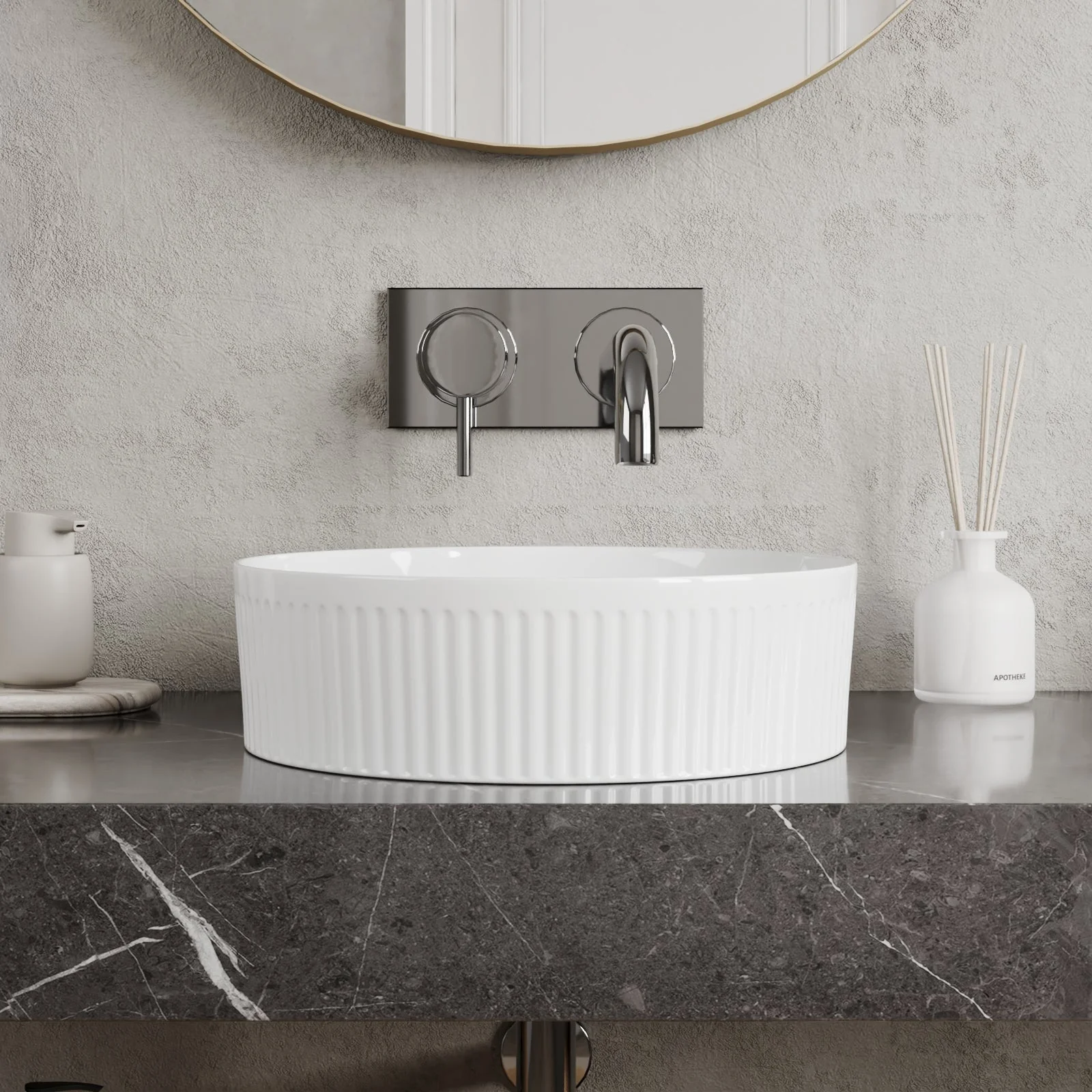 DeerValley DV-1V0320 Vessel Sinks Wavy Texture Round Ceramic Stain-Resistant - Image 10