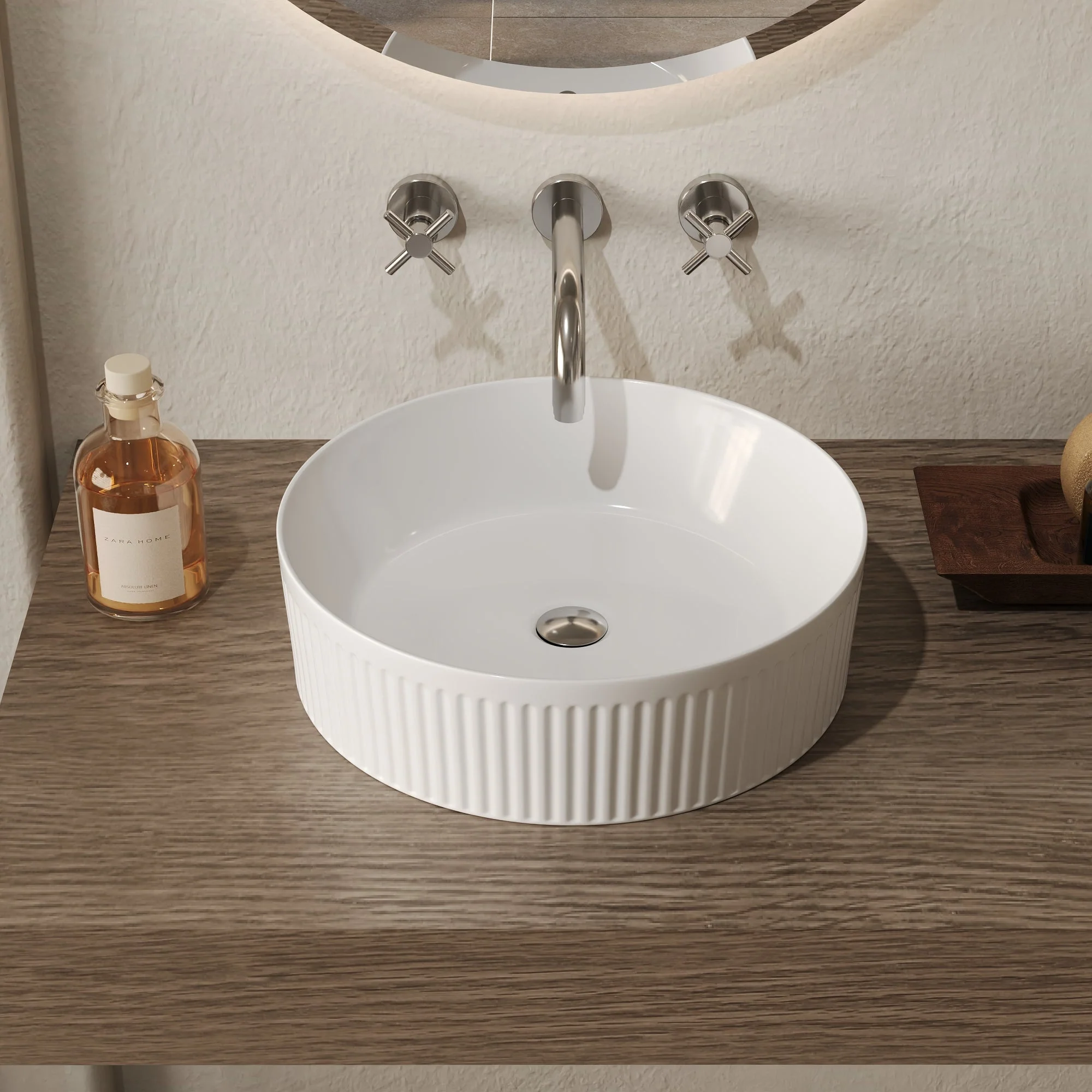 DeerValley DV-1V0320 Vessel Sinks Wavy Texture Round Ceramic Stain-Resistant - Image 2