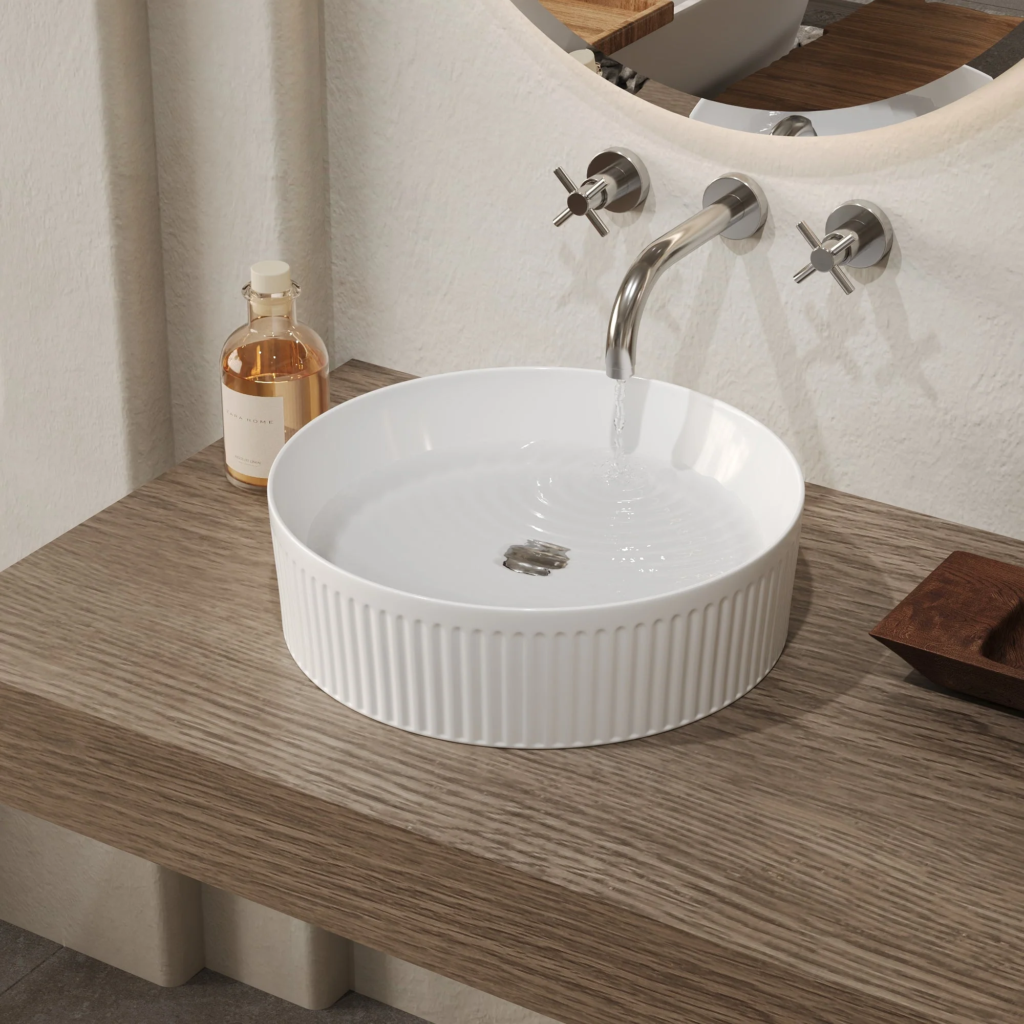 DeerValley DV-1V0320 Vessel Sinks Wavy Texture Round Ceramic Stain-Resistant - Image 3