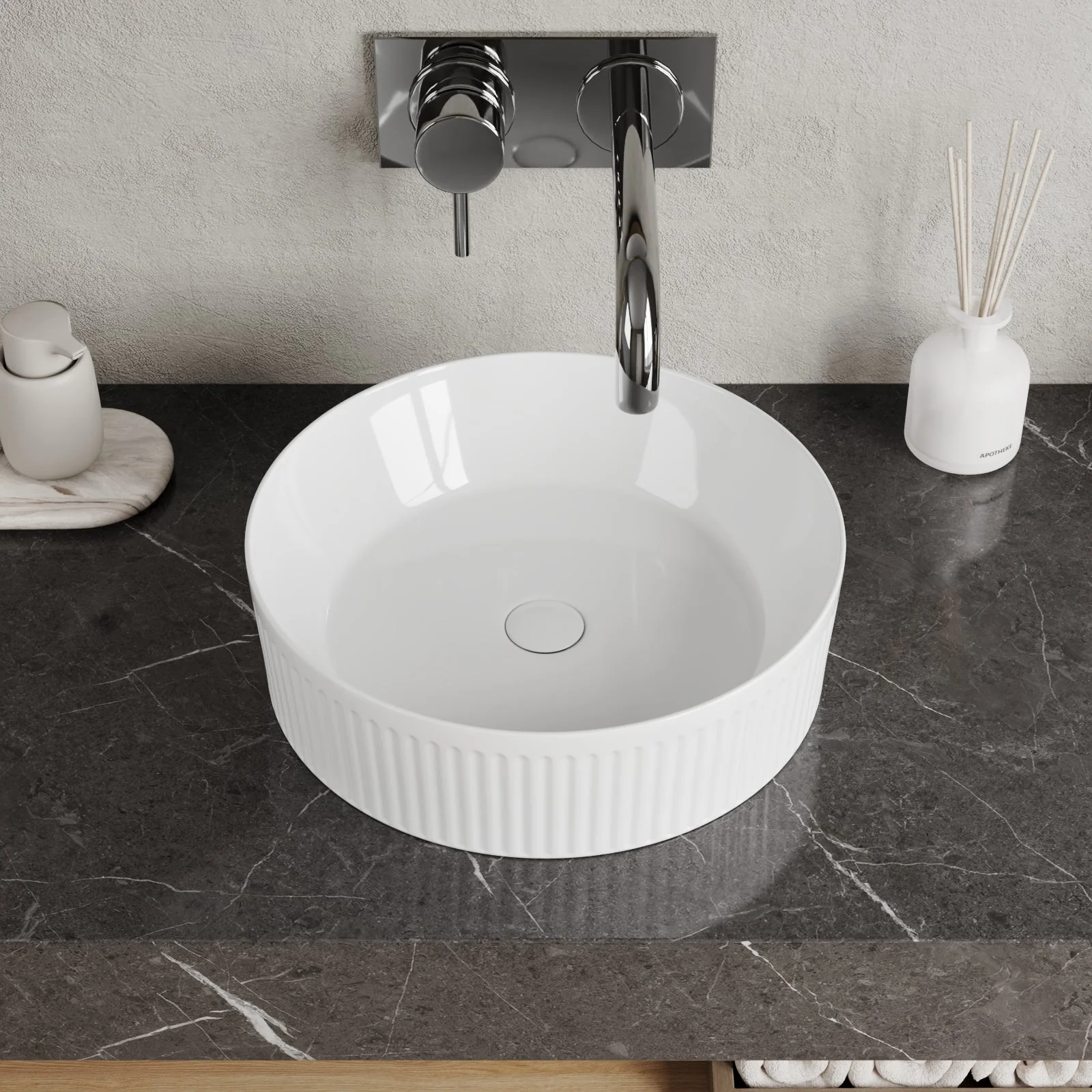 DeerValley DV-1V0320 Vessel Sinks Wavy Texture Round Ceramic Stain-Resistant - Image 9