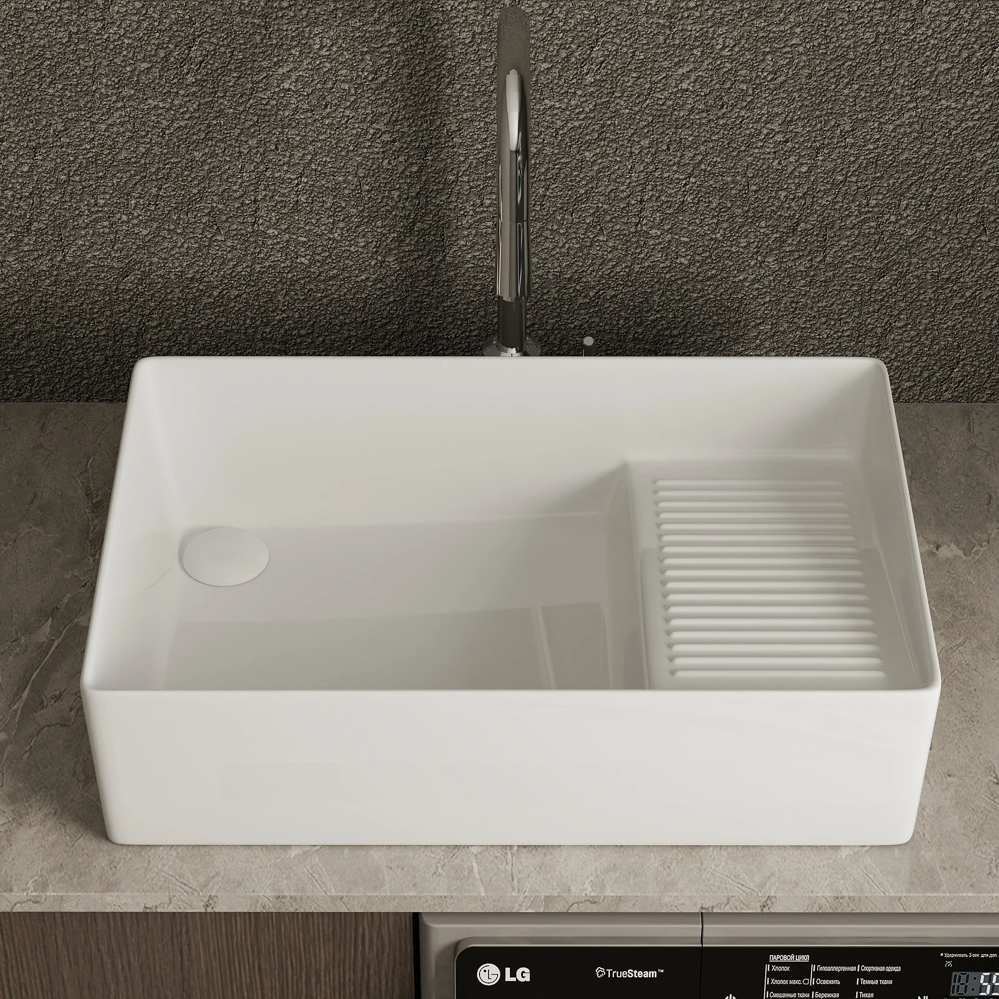 DeerValley DV-1V0321 Vessel Sinks 24-Inch Large Capacity Built-In Washboard Ceramic - Image 9