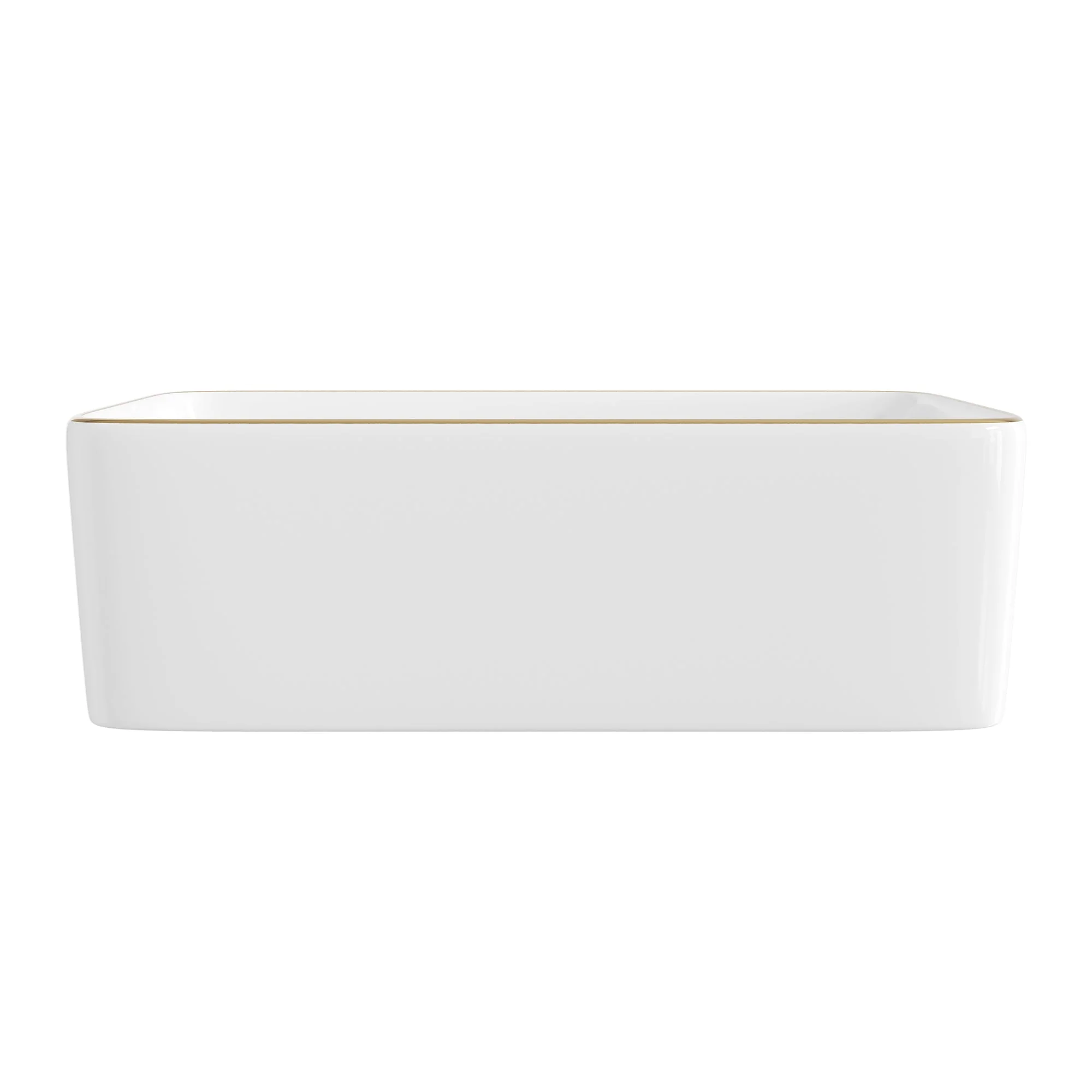 DeerValley Liberty 16"x12" Rectangular Vessel Sink with Gold Trim, White Ceramic Above Counter Bathroom Sink Bowl, DV-1V0366 - Image 5