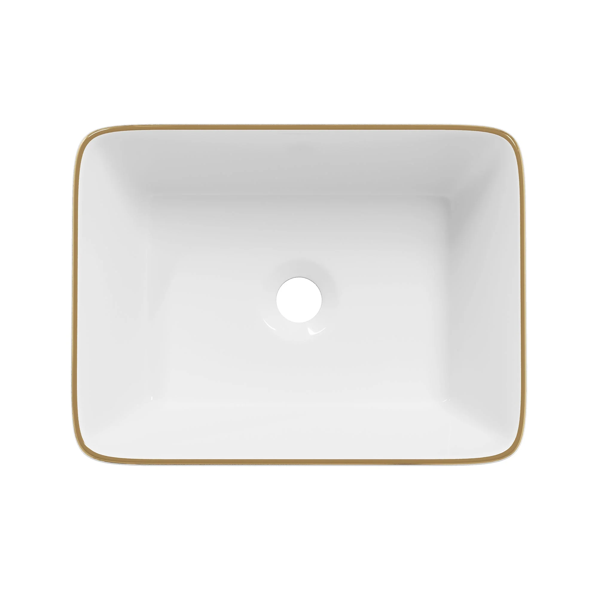 DeerValley Liberty 16"x12" Rectangular Vessel Sink with Gold Trim, White Ceramic Above Counter Bathroom Sink Bowl, DV-1V0366 - Image 7