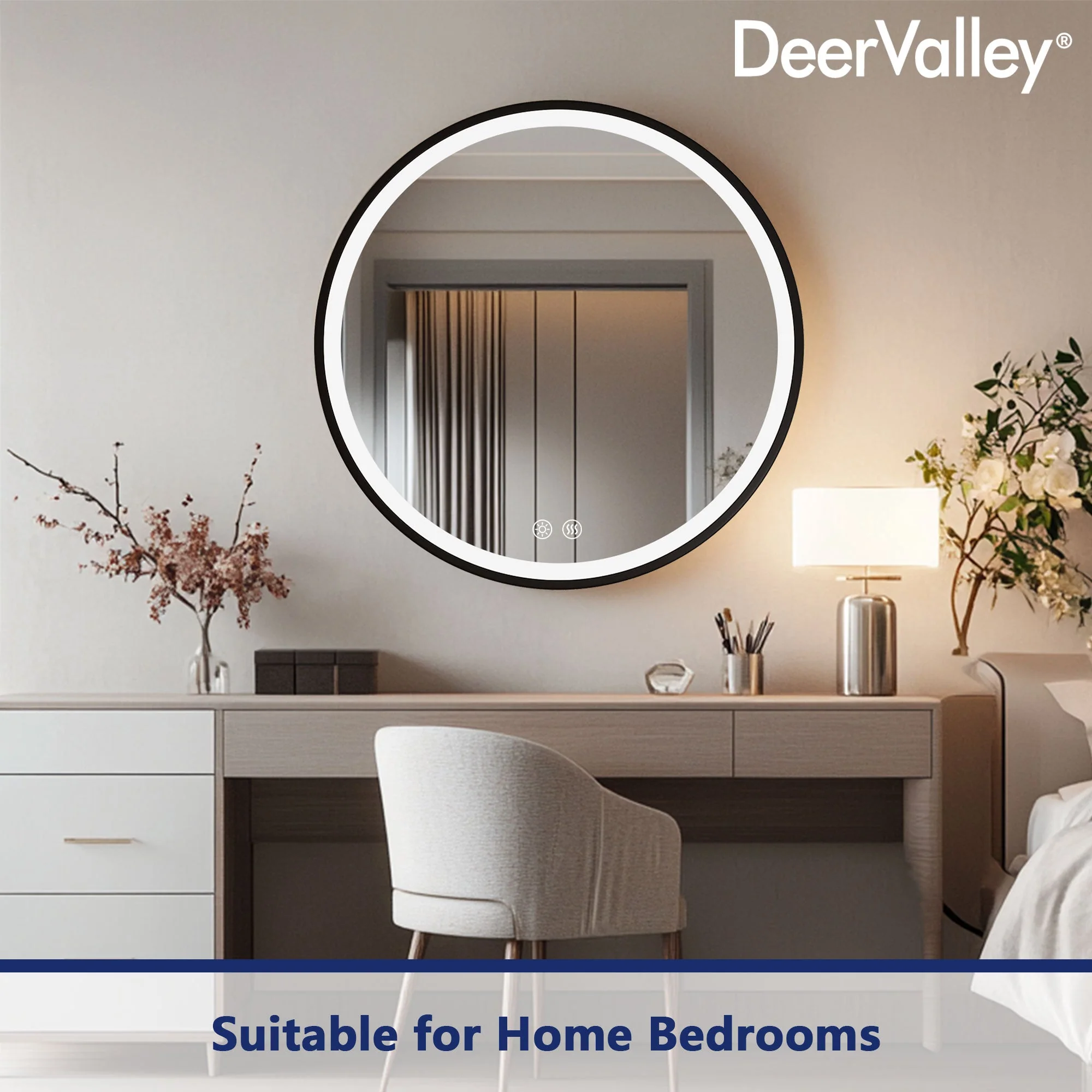 Prism 24 in Round Framed LED Medicine Cabinet with Defogger, Stepless Dimming, Built-in Outlet, Black - Image 8
