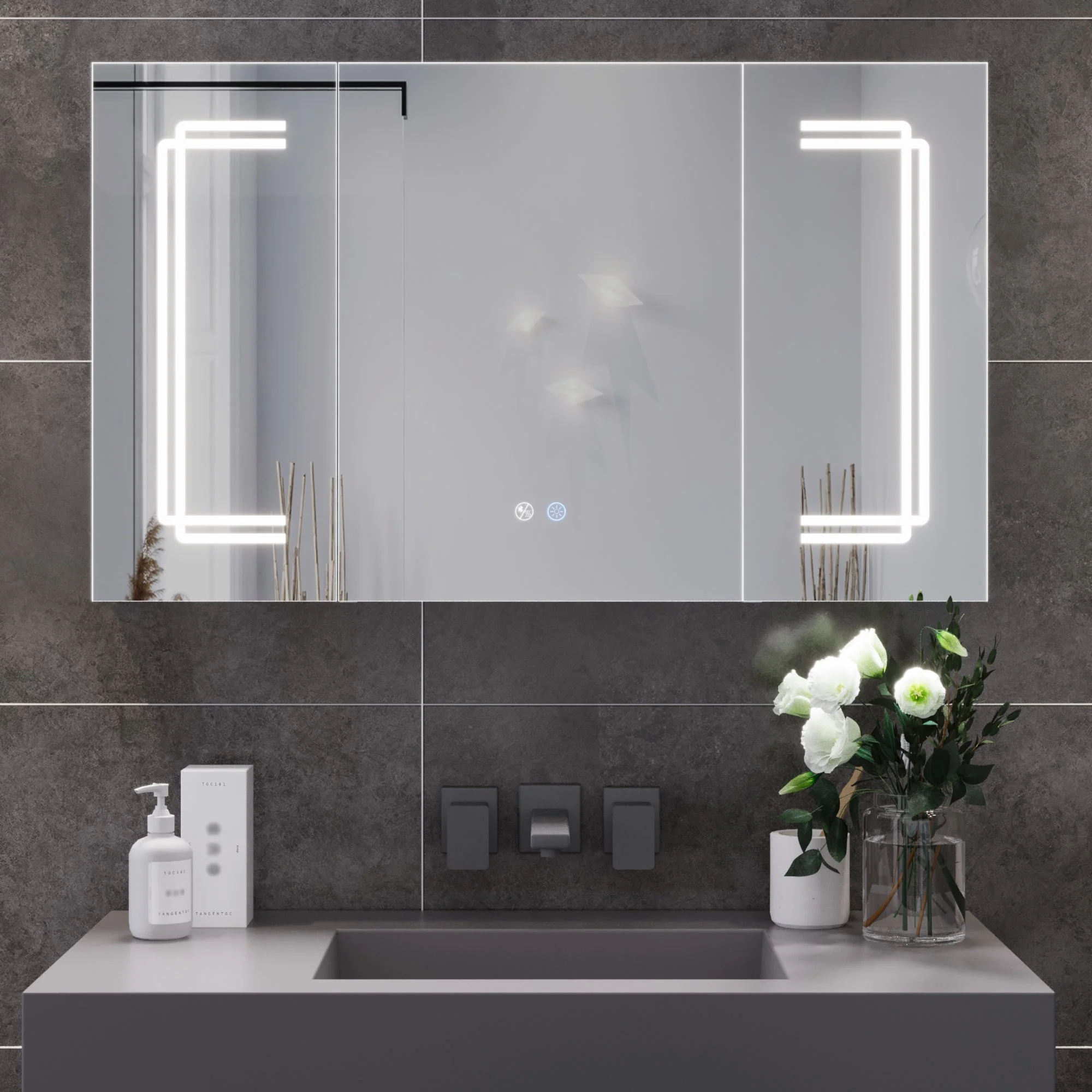 Two/Three Doors Rectangular Bathroom Medicine Cabinet,with Mirror With Multiple Types - Image 11