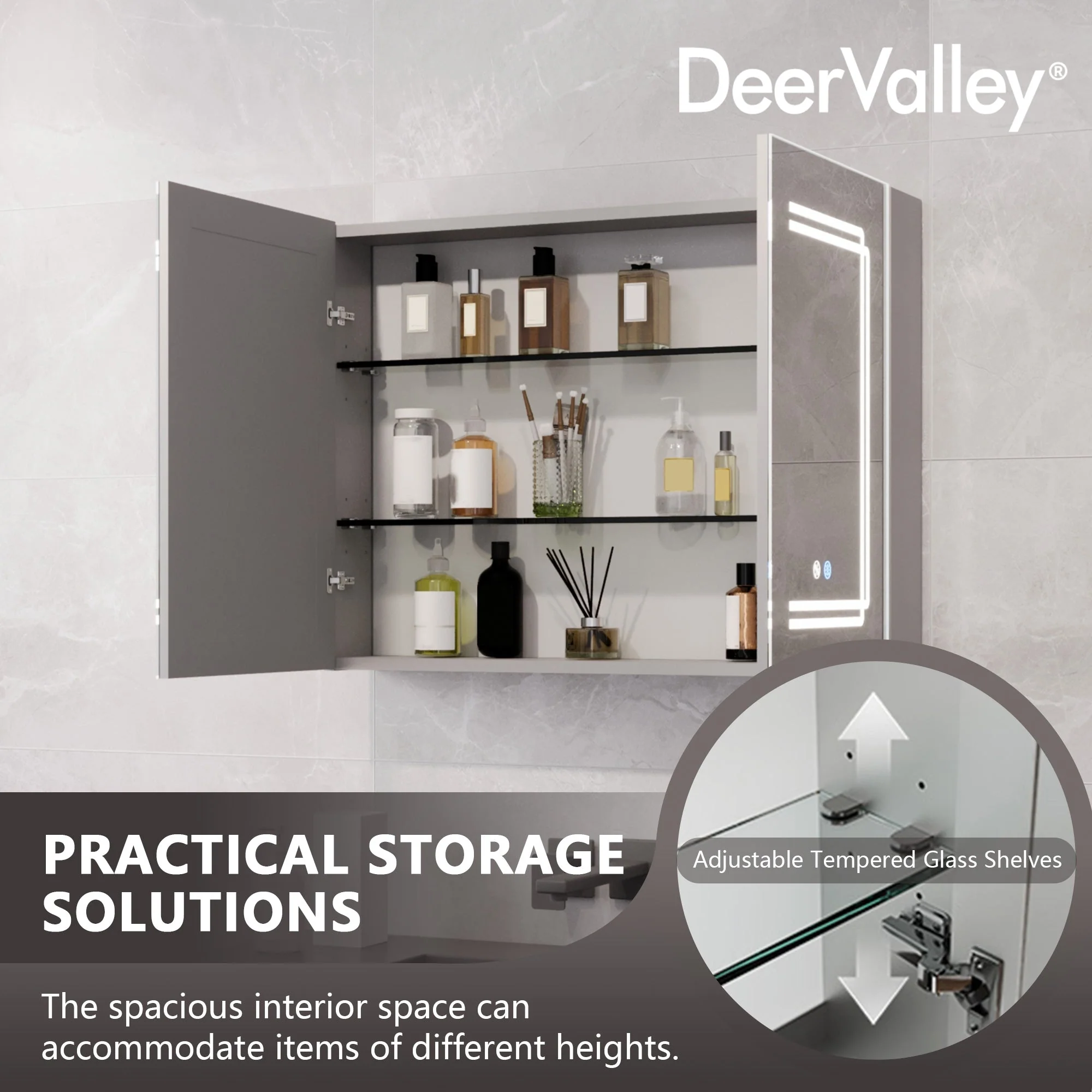 Two/Three Doors Rectangular Bathroom Medicine Cabinet,with Mirror With Multiple Types - Image 3