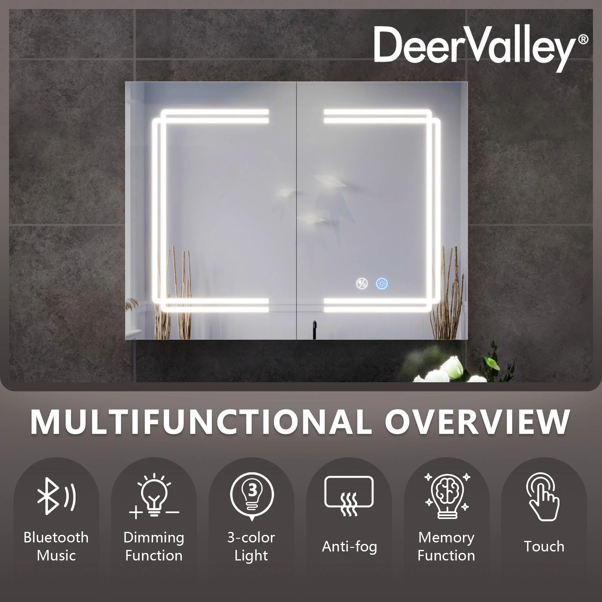 Two/Three Doors Rectangular Bathroom Medicine Cabinet,with Mirror With Multiple Types - Image 4