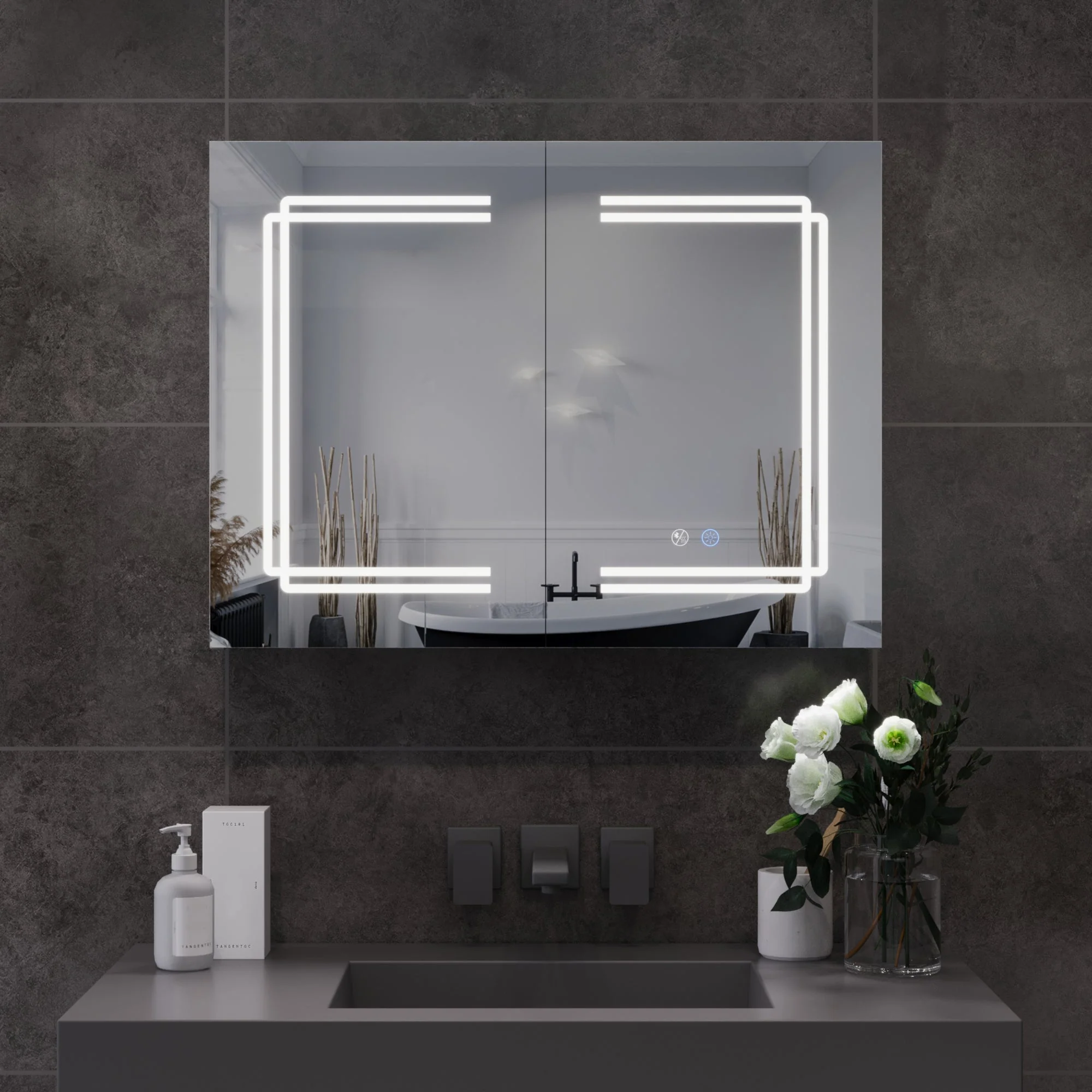 Two/Three Doors Rectangular Bathroom Medicine Cabinet,with Mirror With Multiple Types - Image 9