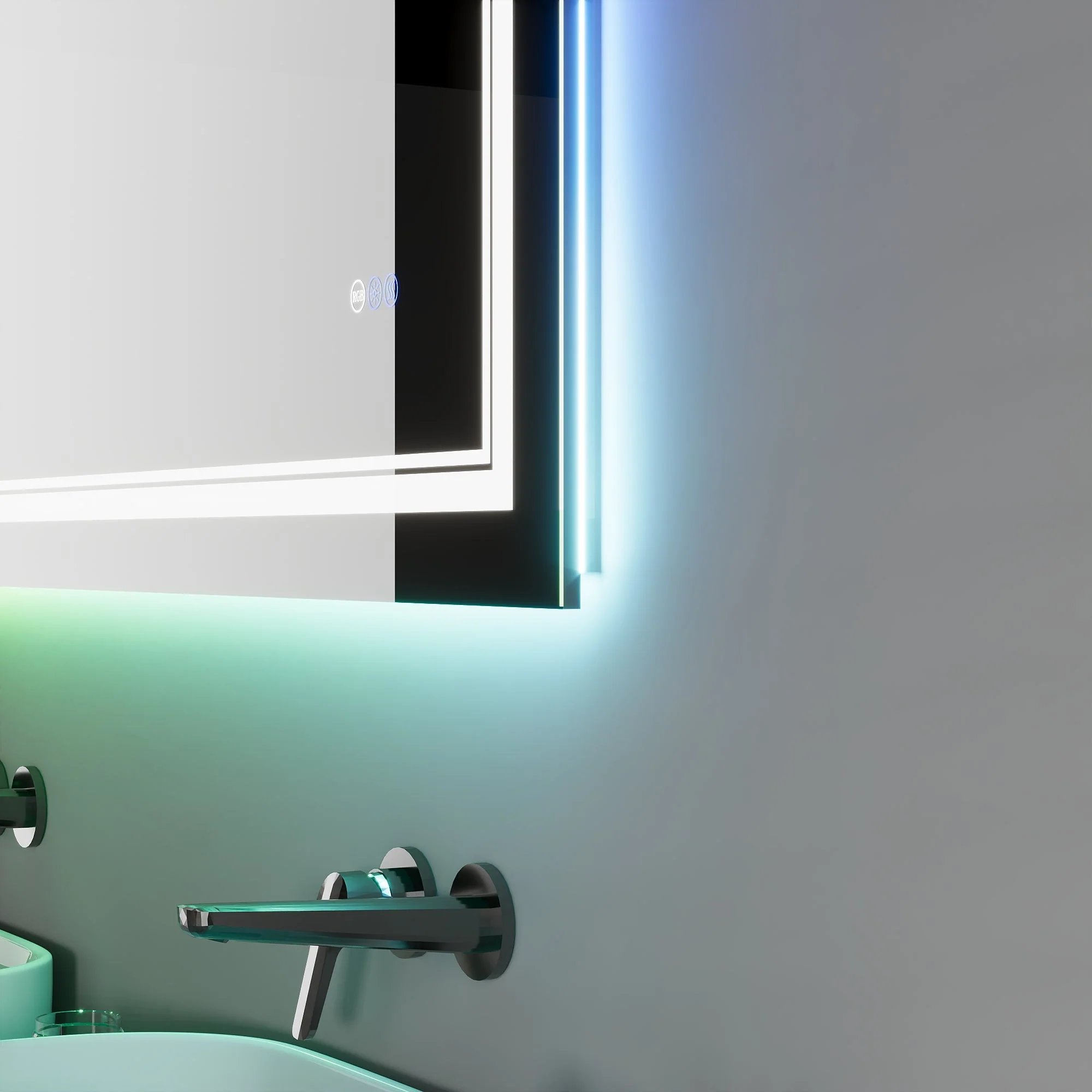 DeerValley 40"x 32" RGB LED Bathroom Mirror, Front Light and RGB Backlit Lighted Vanity Mirror - Image 3