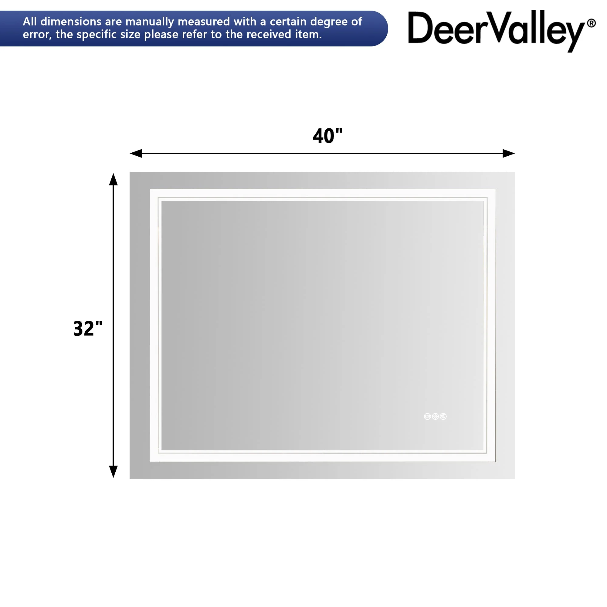 DeerValley 40"x 32" RGB LED Bathroom Mirror, Front Light and RGB Backlit Lighted Vanity Mirror - Image 7