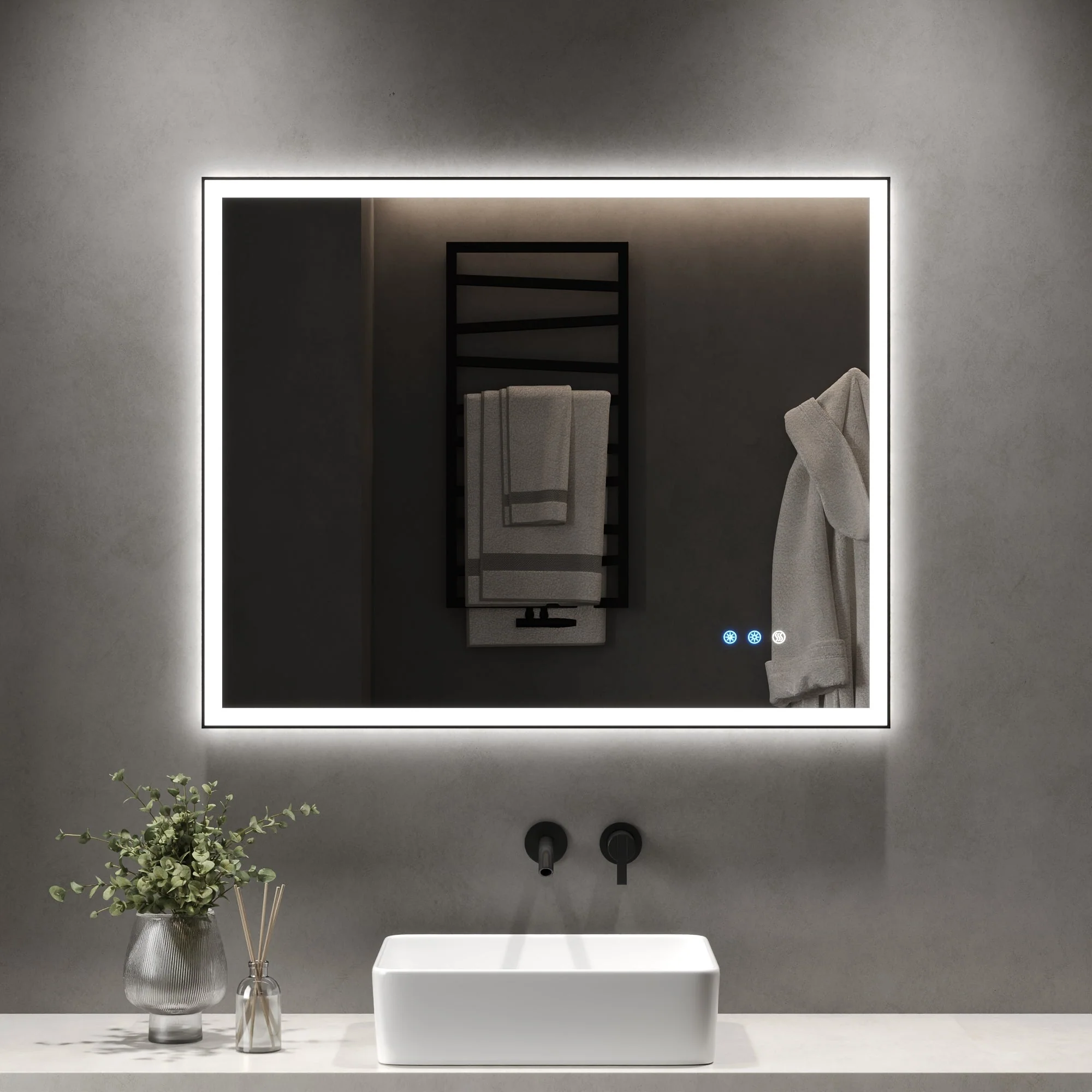 DeerValley 40"x 32" / 30"x 36"  LED Bathroom Vanity Mirror, Front and Backlit Matte Black Frame Lighted Vanity Mirrors - Image 16