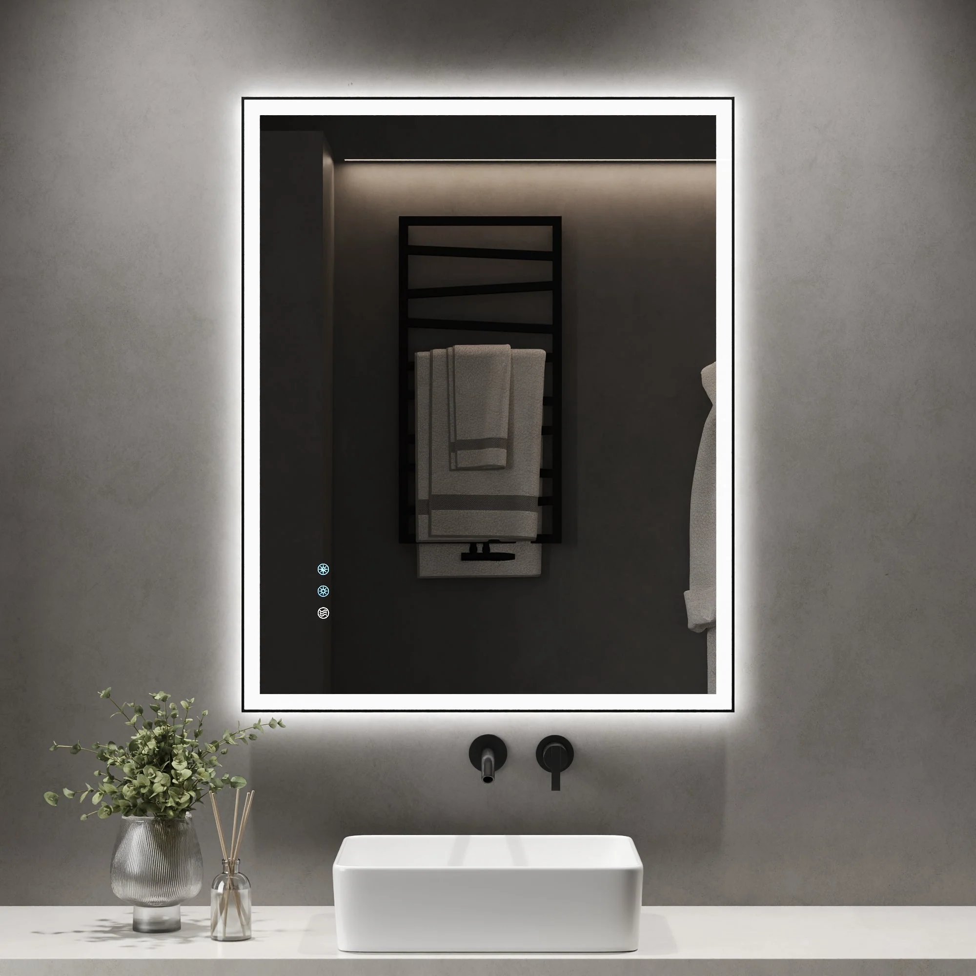 DeerValley 40"x 32" / 30"x 36"  LED Bathroom Vanity Mirror, Front and Backlit Matte Black Frame Lighted Vanity Mirrors - Image 17