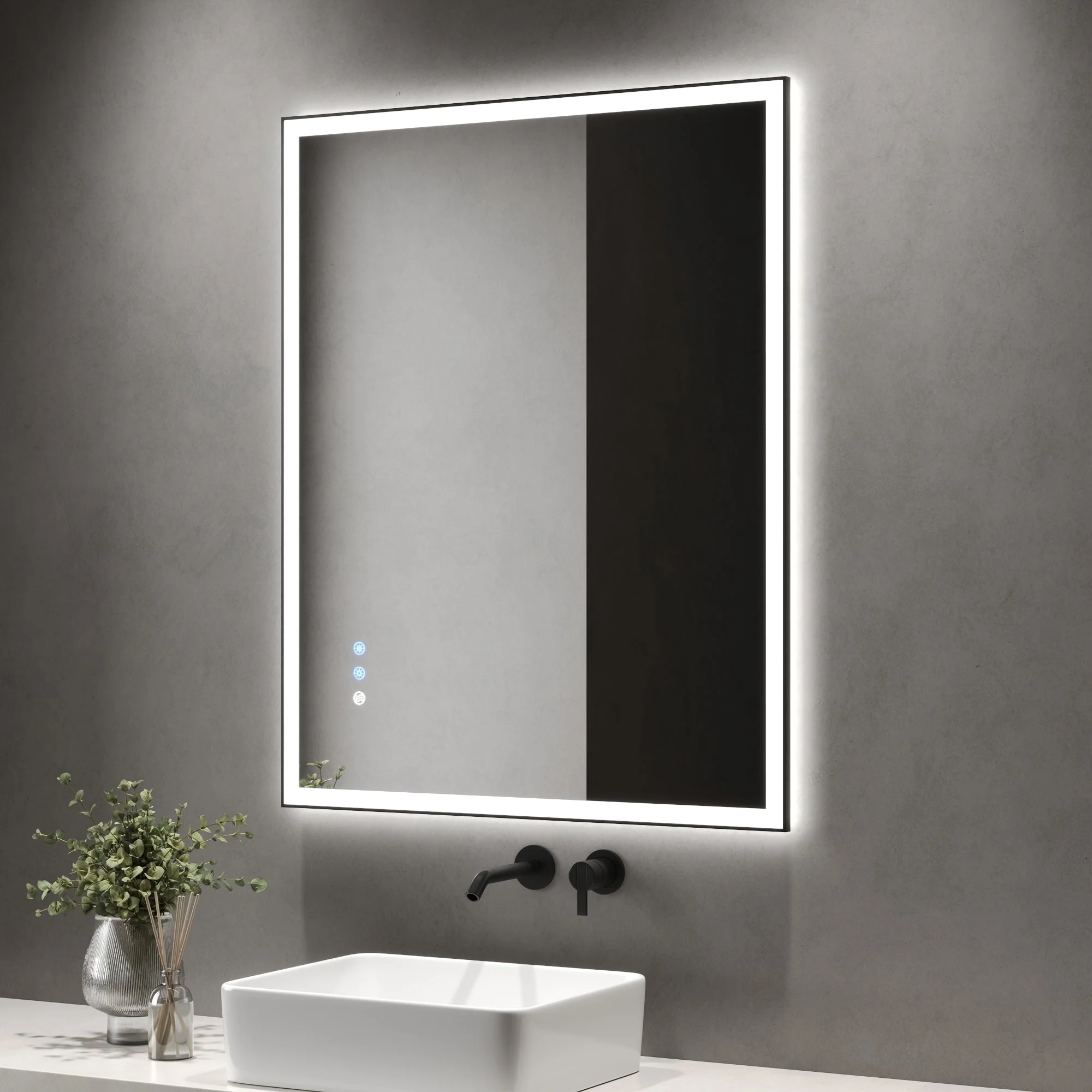 DeerValley 40"x 32" / 30"x 36"  LED Bathroom Vanity Mirror, Front and Backlit Matte Black Frame Lighted Vanity Mirrors - Image 18