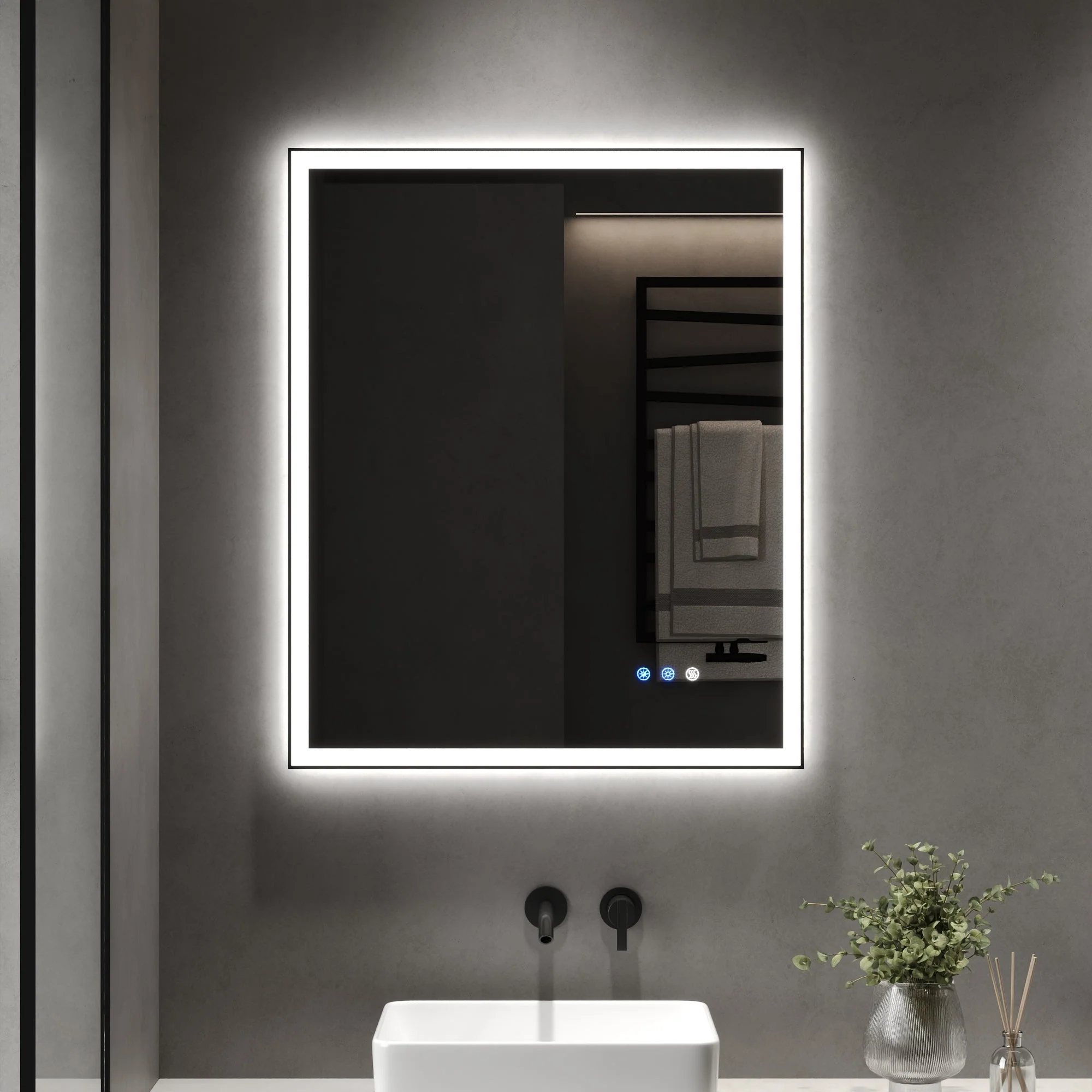DeerValley 40"x 32" / 30"x 36"  LED Bathroom Vanity Mirror, Front and Backlit Matte Black Frame Lighted Vanity Mirrors - Image 19