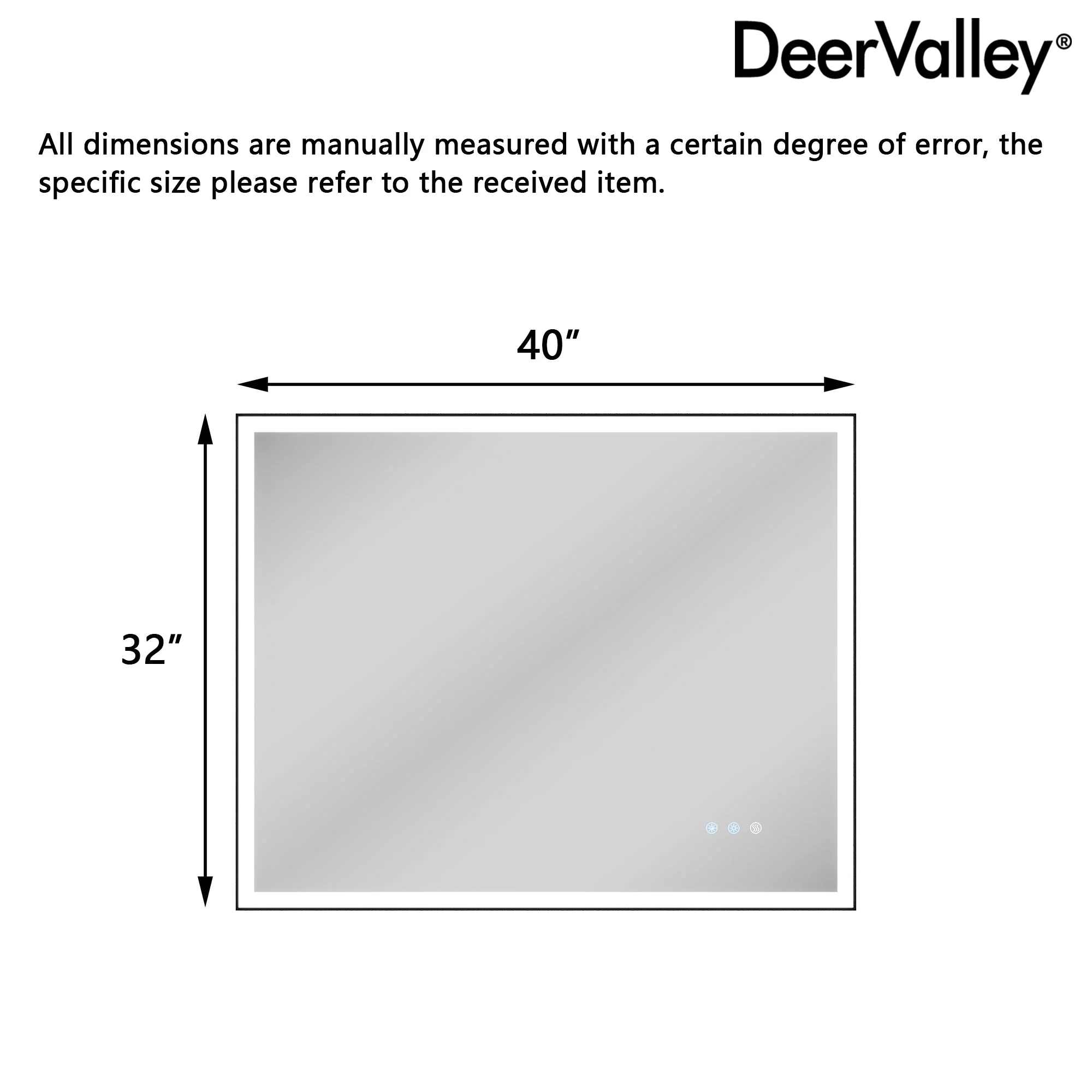 DeerValley 40"x 32" / 30"x 36"  LED Bathroom Vanity Mirror, Front and Backlit Matte Black Frame Lighted Vanity Mirrors - Image 20