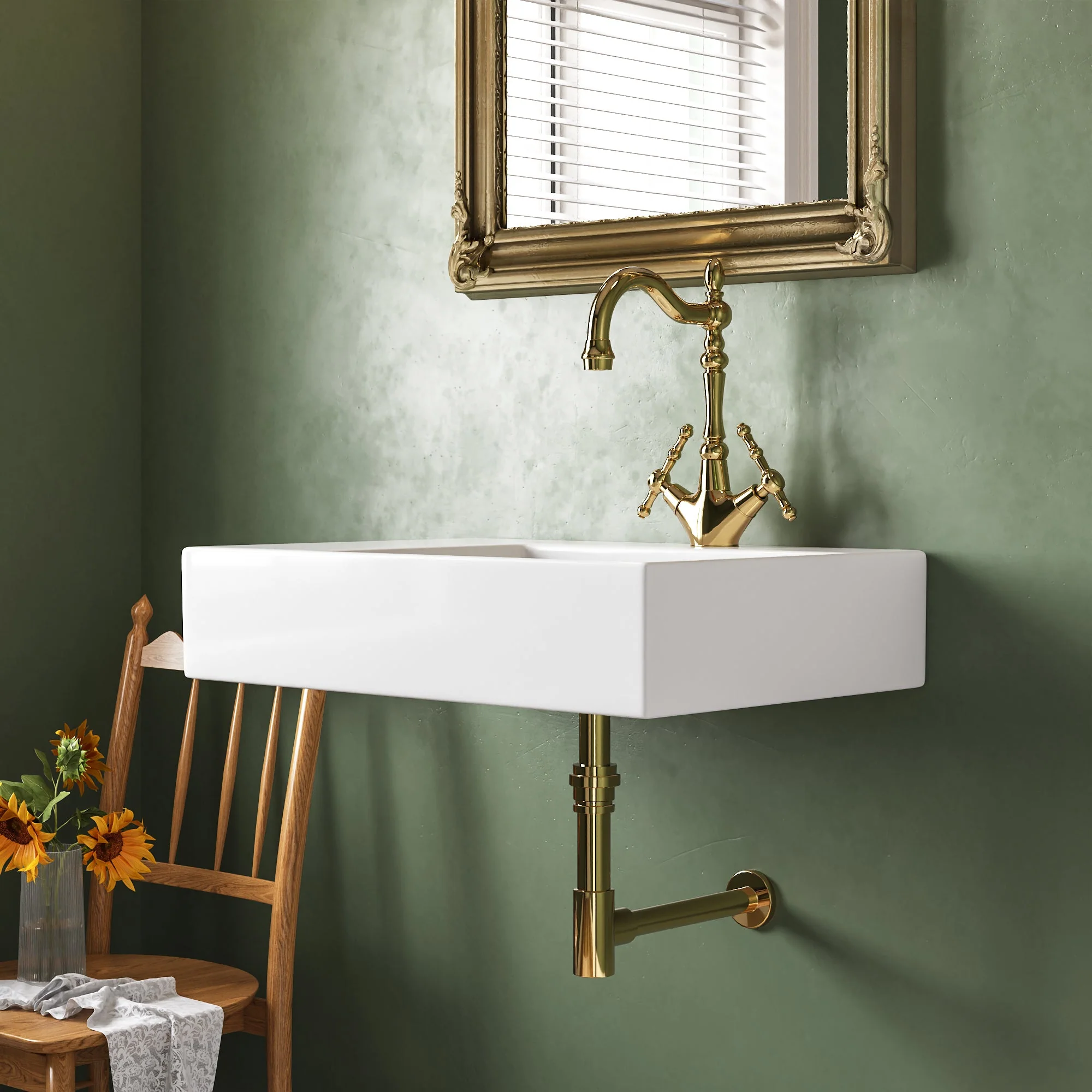 DeerValley DV-1WS0126R Wall Mounted Sinks Compact Ceramic 3 Overflow - Image 4