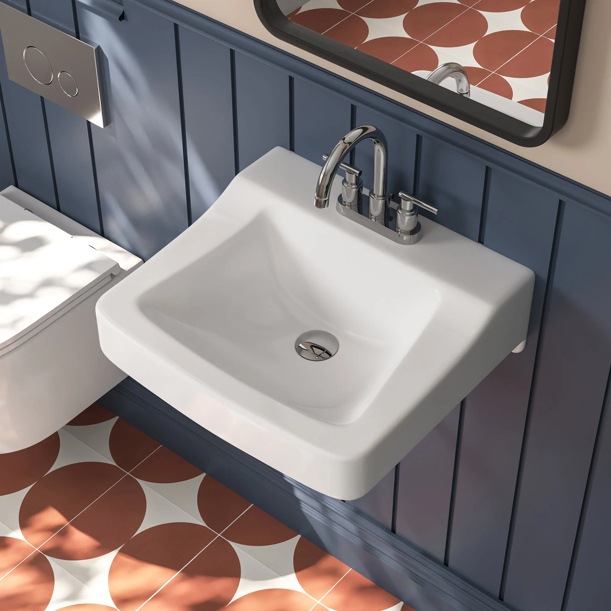 17.32" Rectangular Wall-Mount Bathroom Sink, Overflow Hole - Image 2