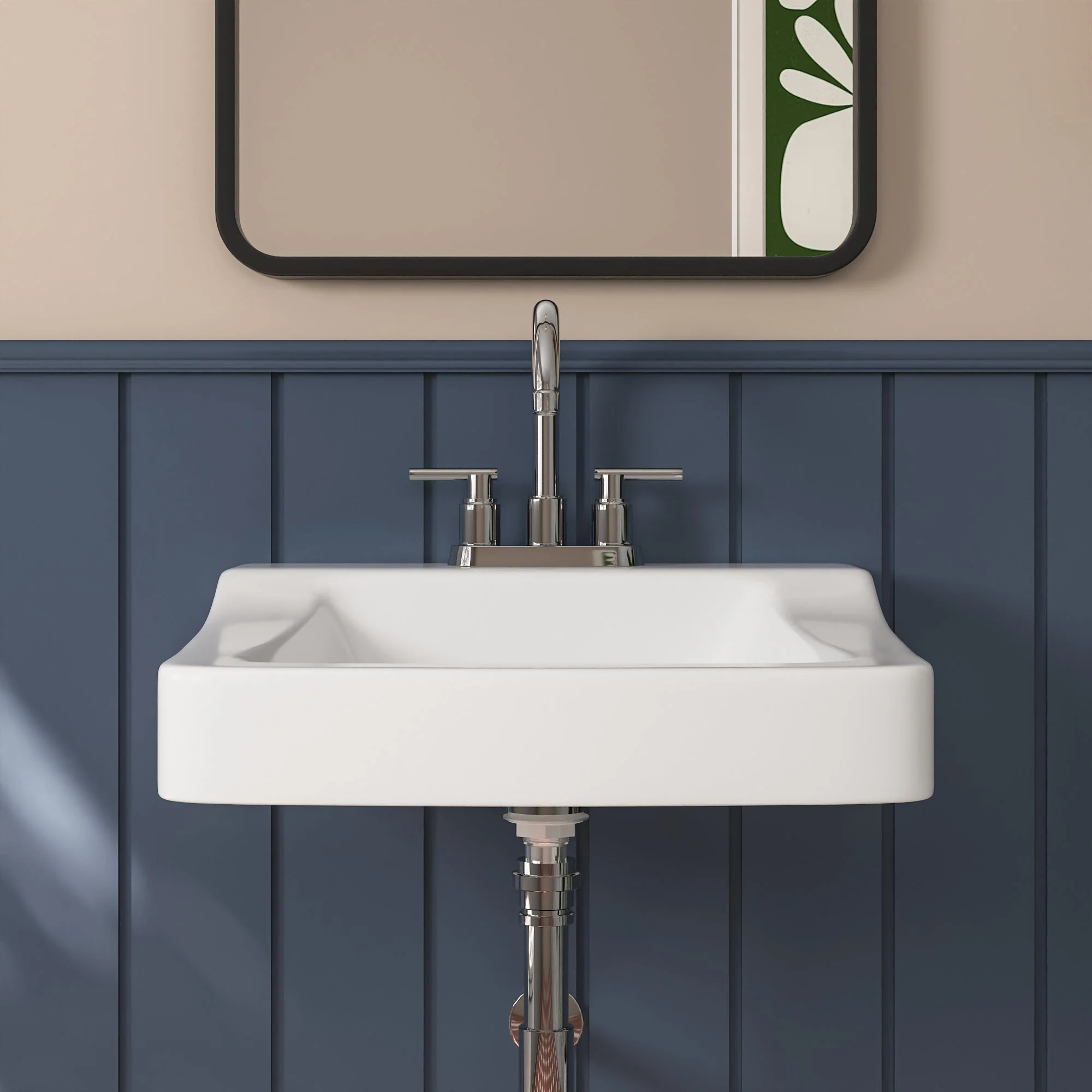 17.32" Rectangular Wall-Mount Bathroom Sink, Overflow Hole - Image 9