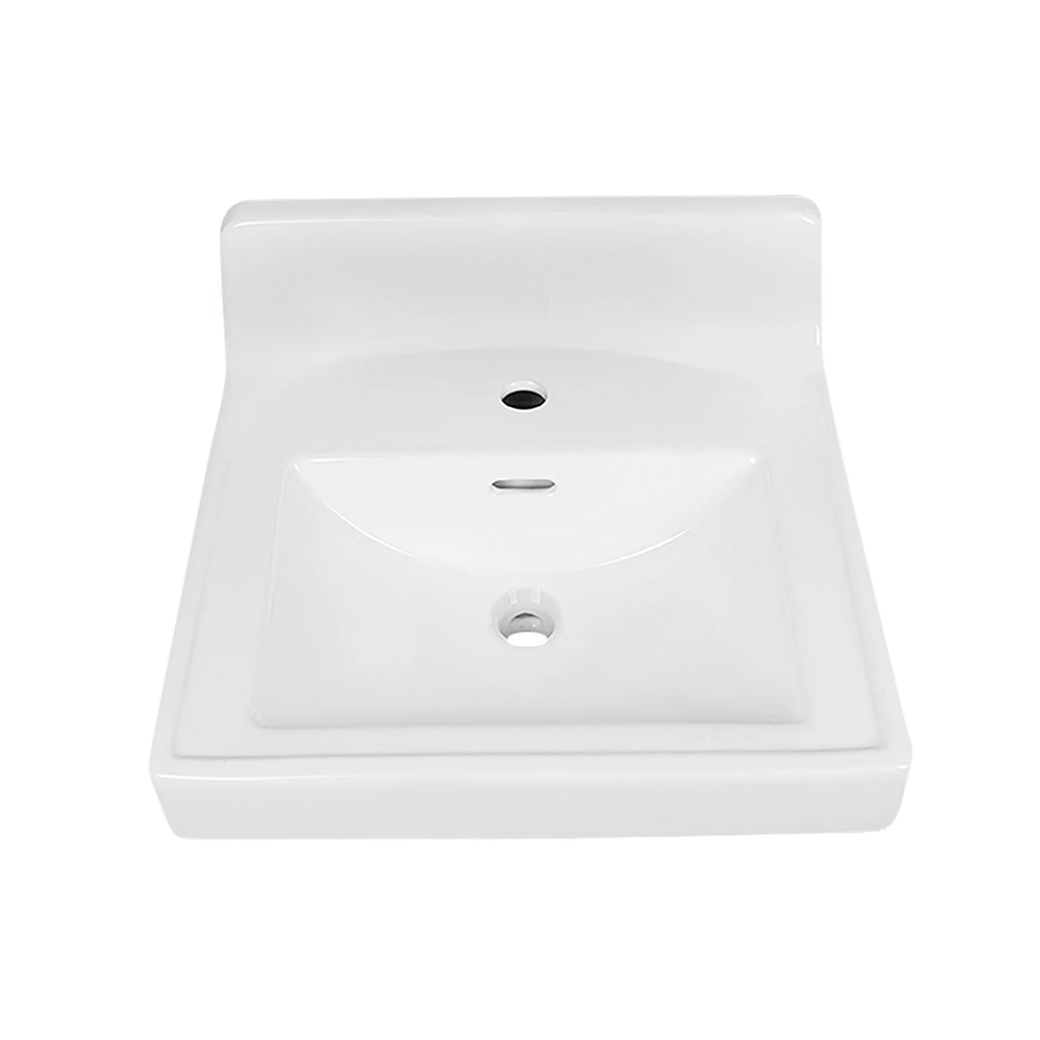 20" L X 10" W Rectangular Wall-Mount Bathroom Sink, Overflow Hole - Image 4